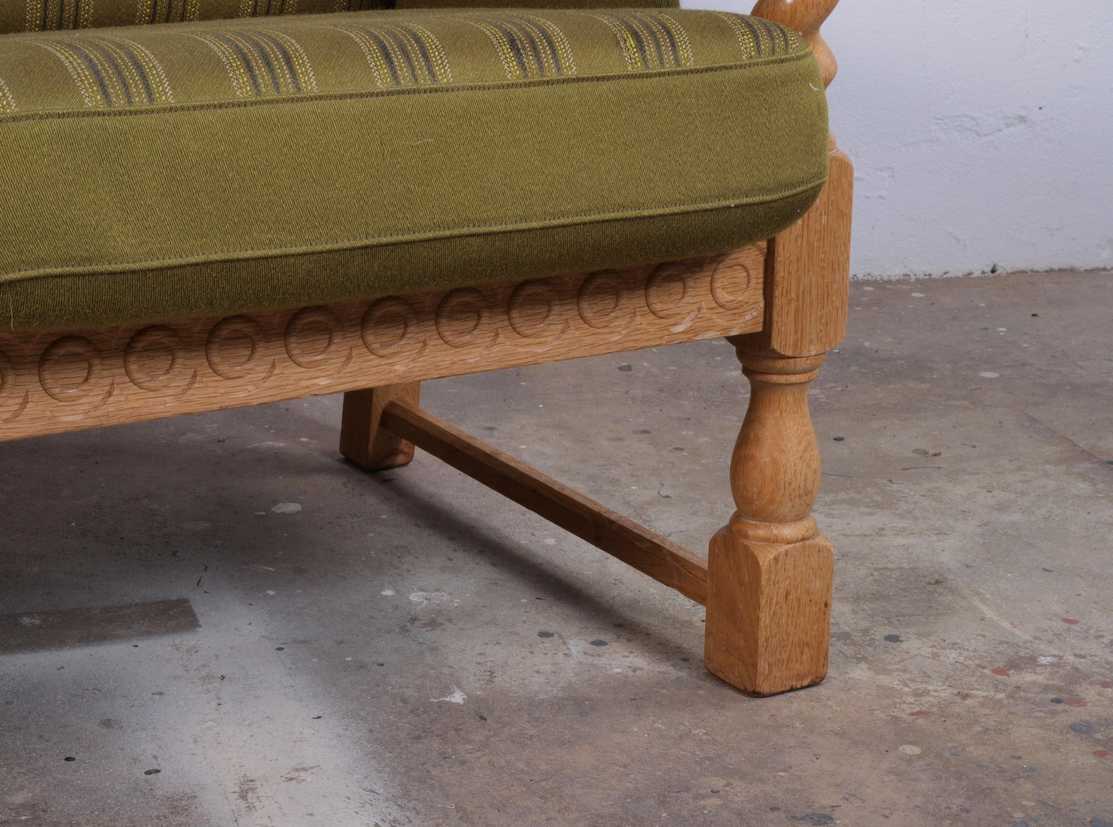 Low Back 3-Seater Sofa in Oak attributed to Henning Kjærnulf, 1960s For Sale 2