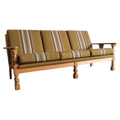 Low Back 3-seater Sofa in Oak attributed to Henning Kjærnulf, 1960s