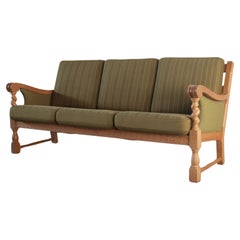 Vintage Low Back 3-Seater Sofa in Oak attributed to Henning Kjærnulf, 1960s