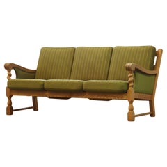Low Back 3-Seater Sofa in Oak attributed to Henning Kjærnulf, 1960s