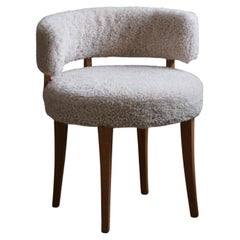 Vintage Low Back Chair in Oak & Reupholstered in Lambswool, Danish Mid Century, 1950s