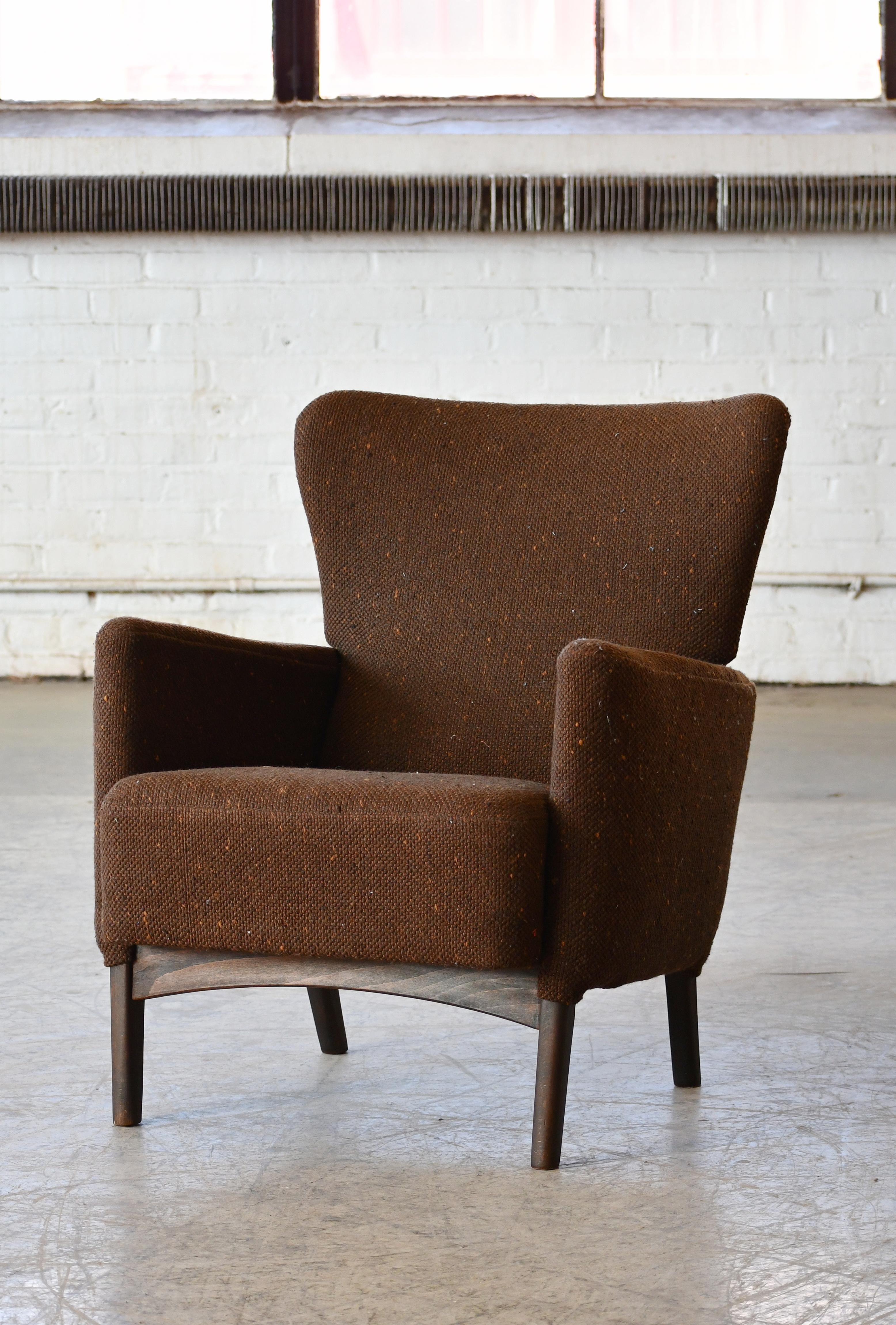 Scandinavian Modern Low Back Lounge Chair by Fritz Hansen, Denmark 1950's For Sale