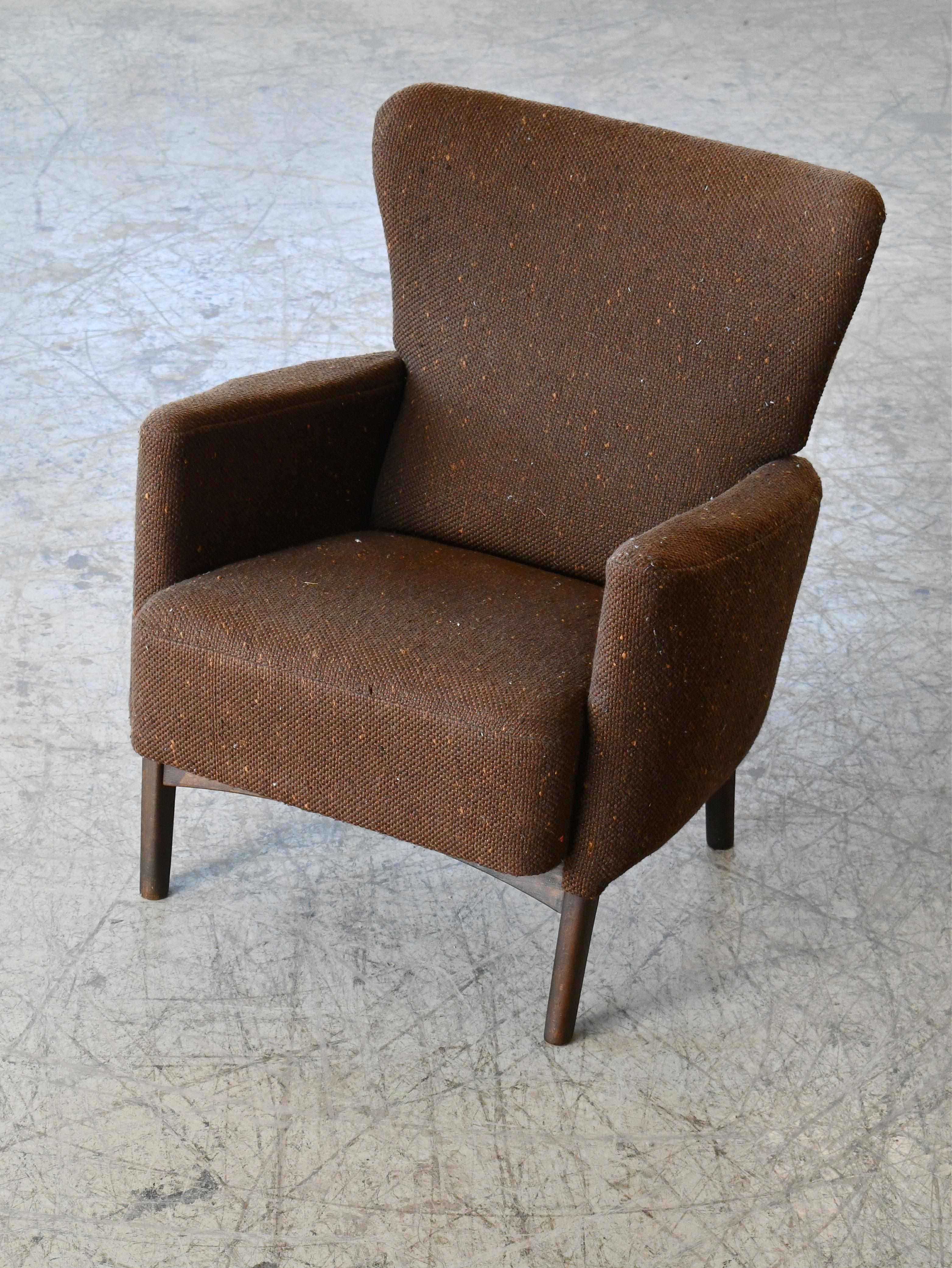 Danish Low Back Lounge Chair by Fritz Hansen, Denmark 1950's