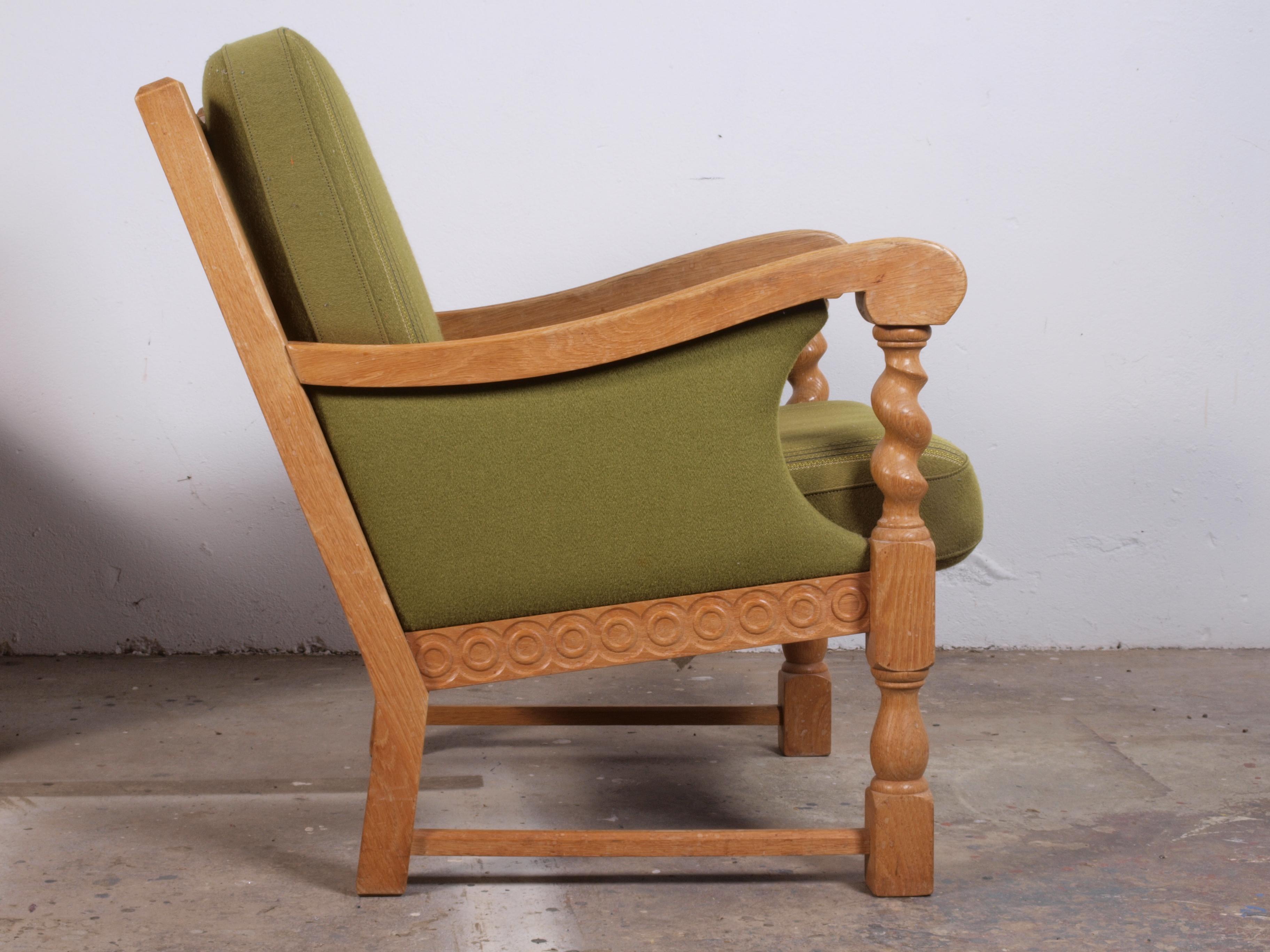 Low Back Lounge Chairs in Oak attributed to Henning Kjærnulf, 1960s For Sale 8