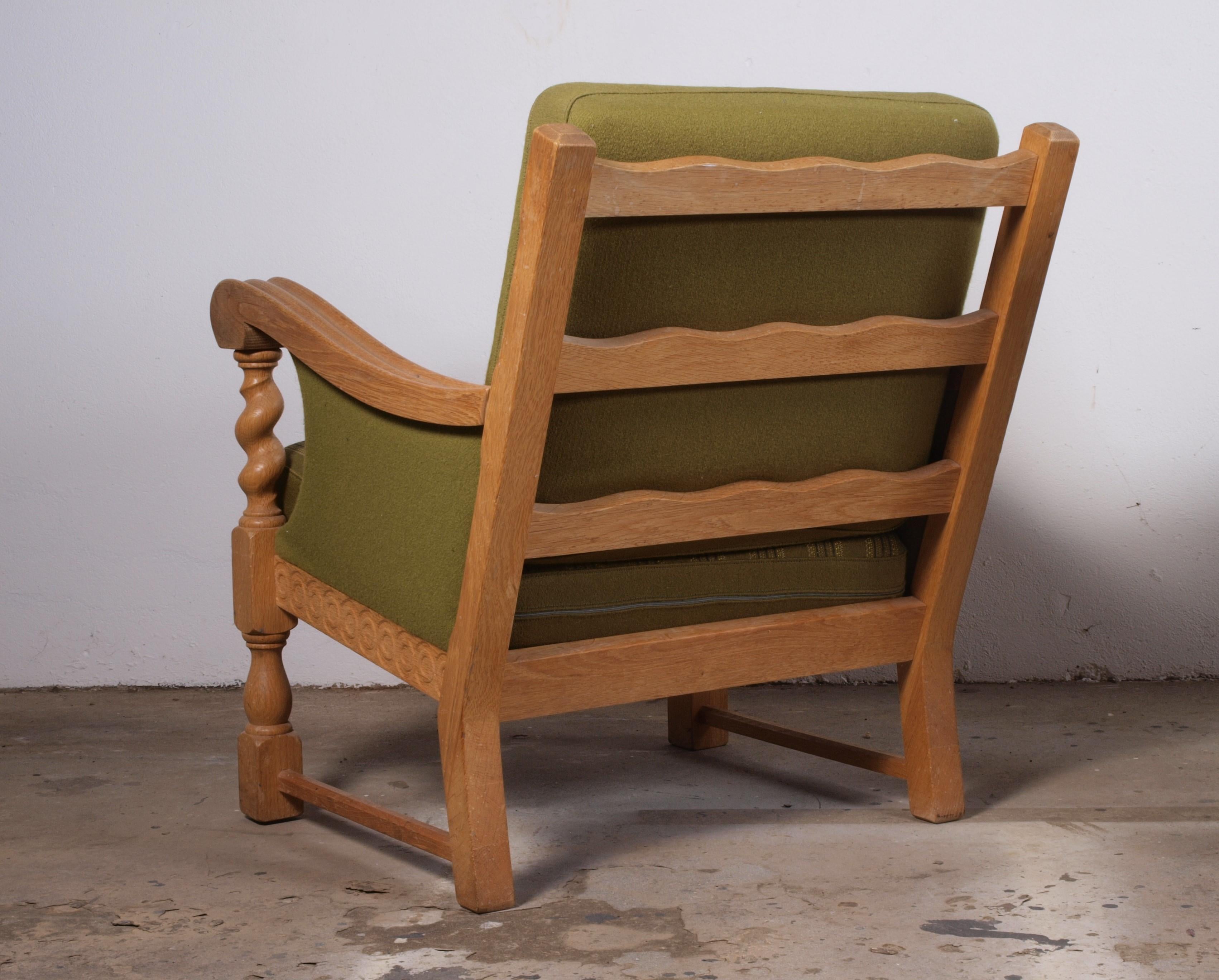 Low Back Lounge Chairs in Oak attributed to Henning Kjærnulf, 1960s For Sale 9