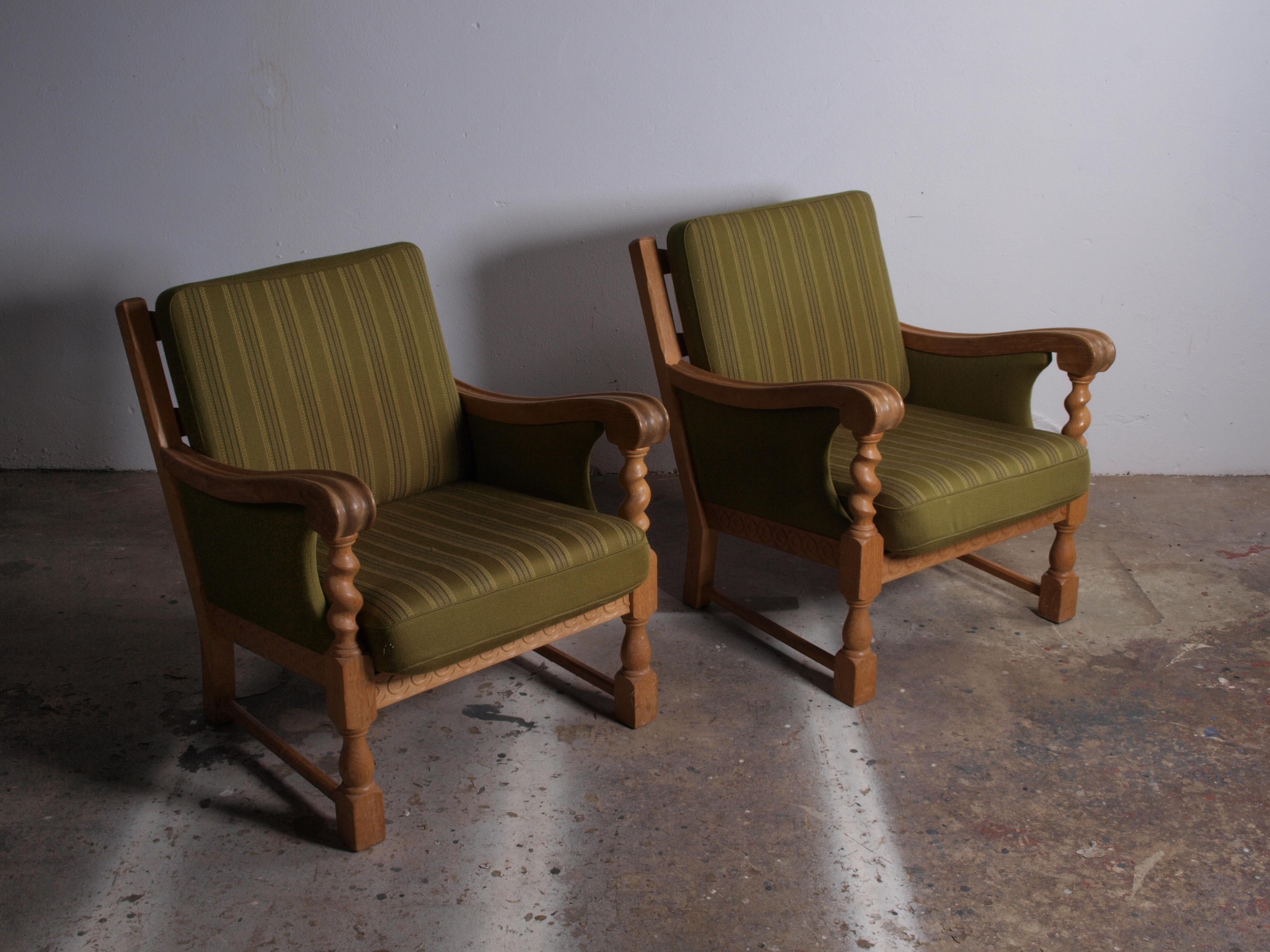 Mid-20th Century Low Back Lounge Chairs in Oak attributed to Henning Kjærnulf, 1960s For Sale
