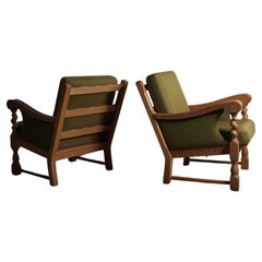 Vintage Low Back Lounge Chairs in Oak attributed to Henning Kjærnulf, 1960s