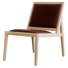 Low Back Lounger in Natural Ash with Brown Leather
