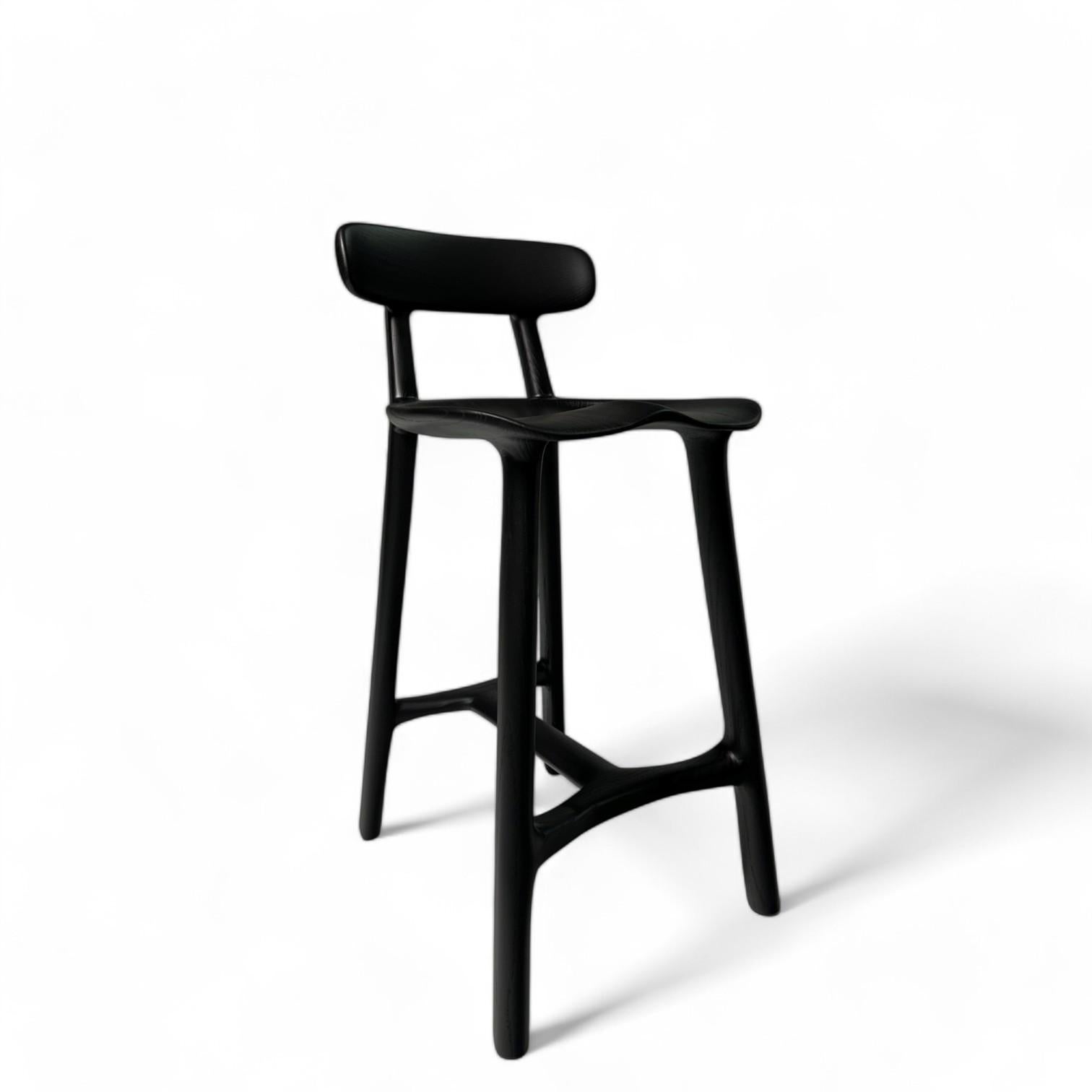 American Low Back Morphe Stool in Blackened Ash For Sale