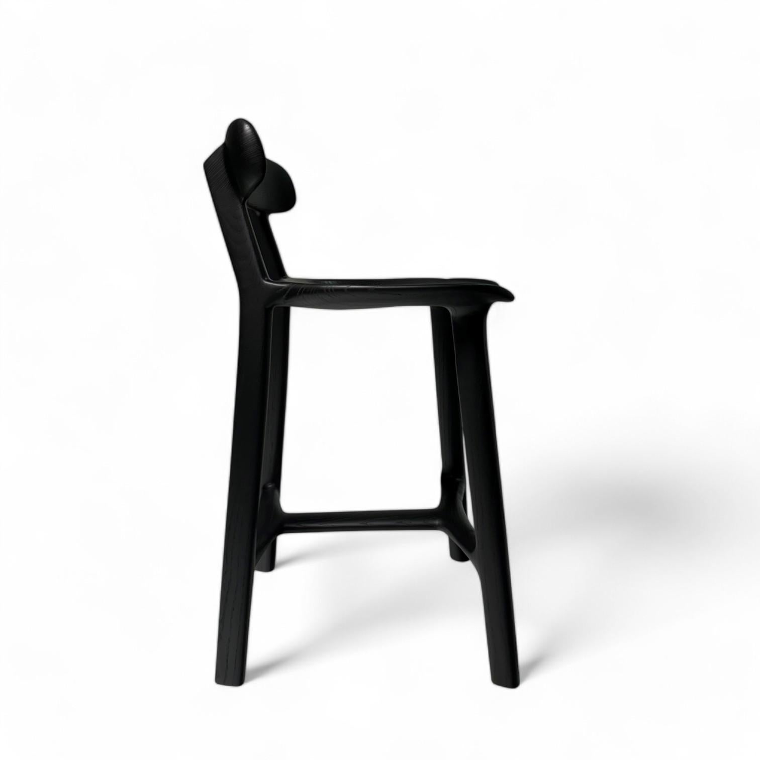 Low Back Morphe Stool in Blackened Ash In New Condition For Sale In North Little Rock, AR