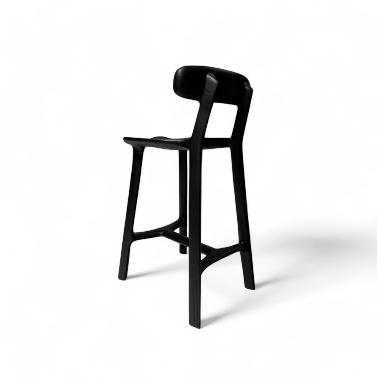 Low Back Morphe Stool in Blackened Ash For Sale 2