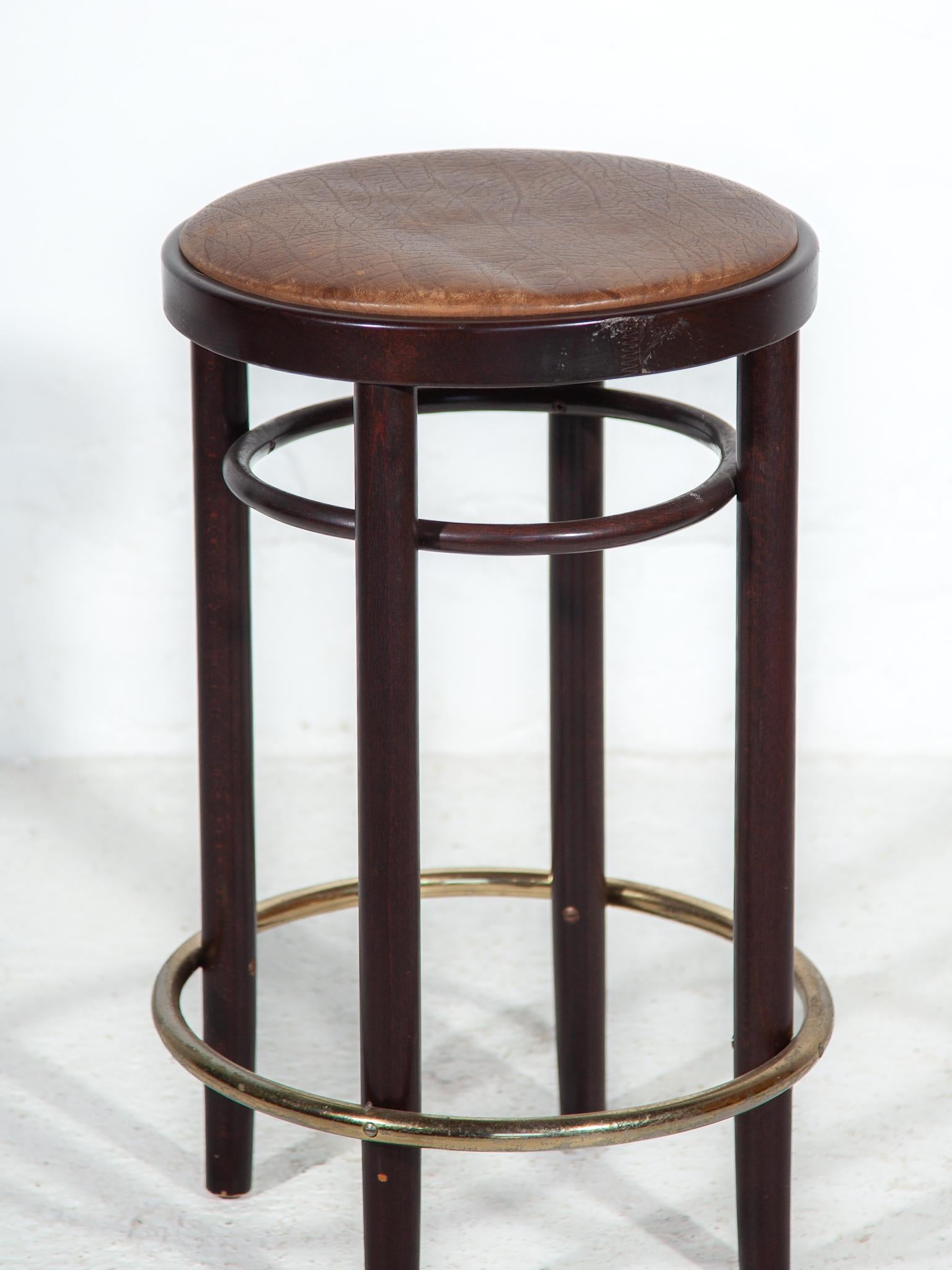 Austrian Low Bar Stool, designed by Thonet, 1970s  For Sale
