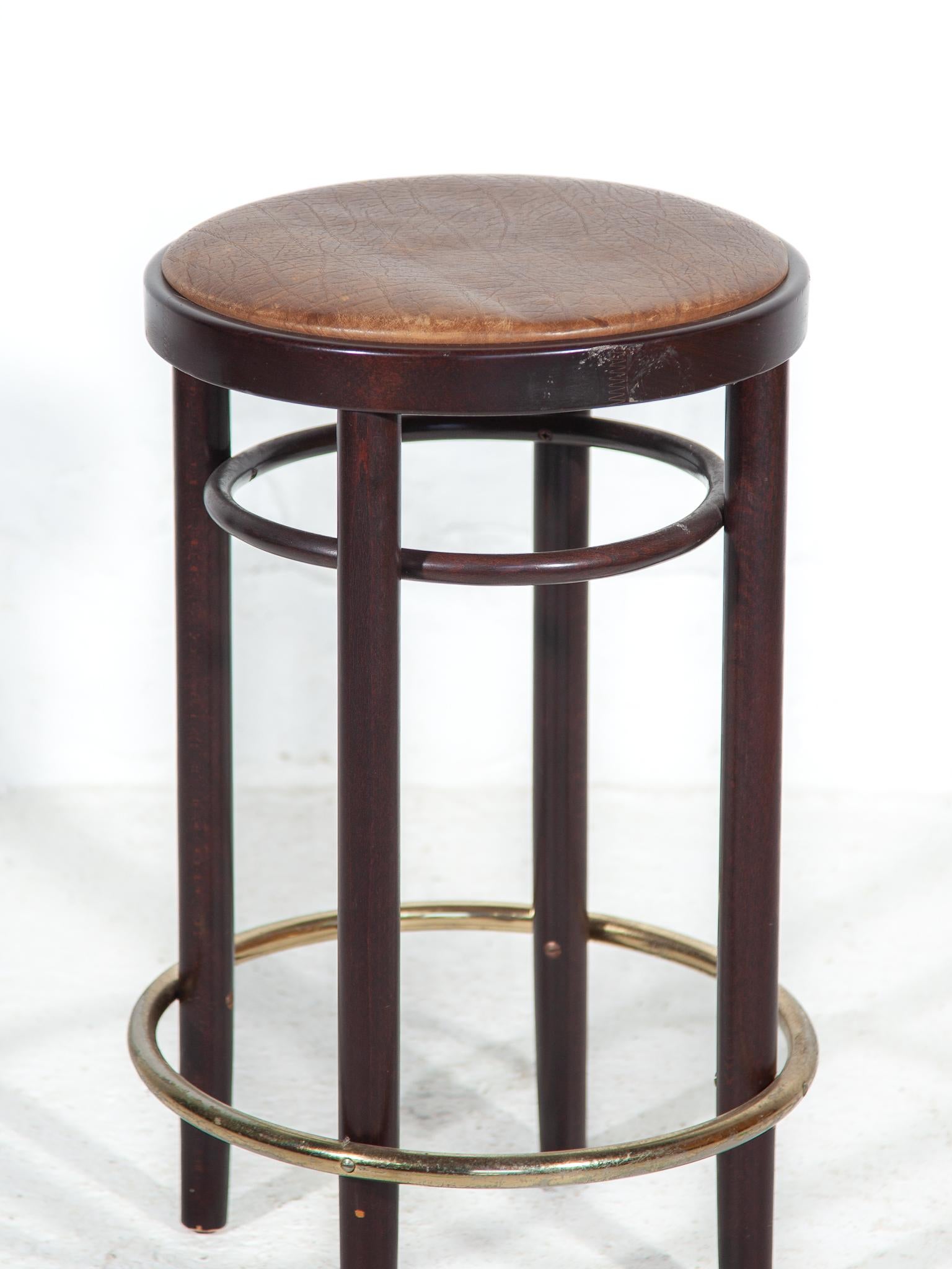 Hand-Crafted Low Bar Stool, designed by Thonet, 1970s  For Sale