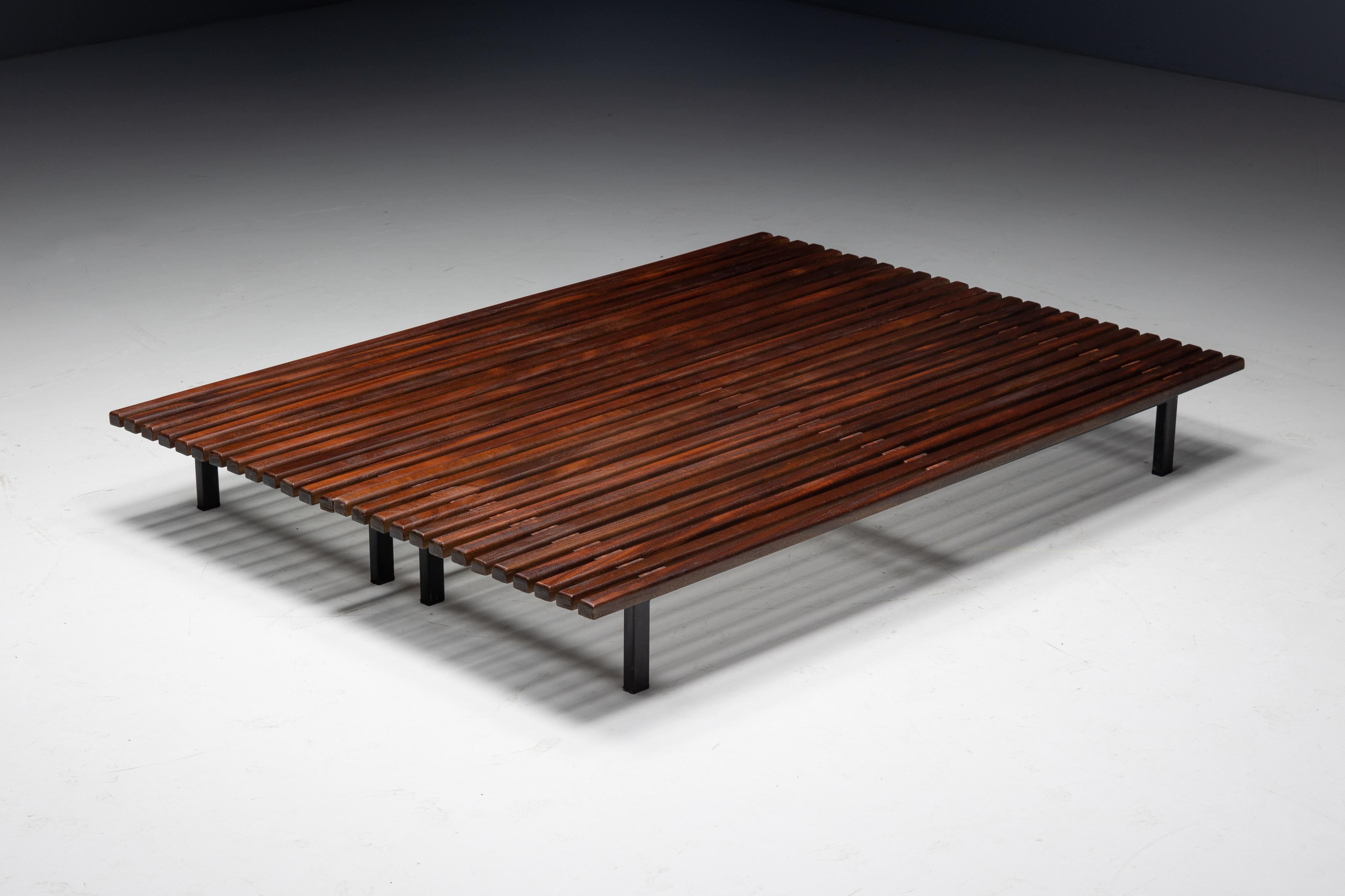 Low Bench by Charlotte Perriand for Cité Cansado, France, 1958 For Sale 9