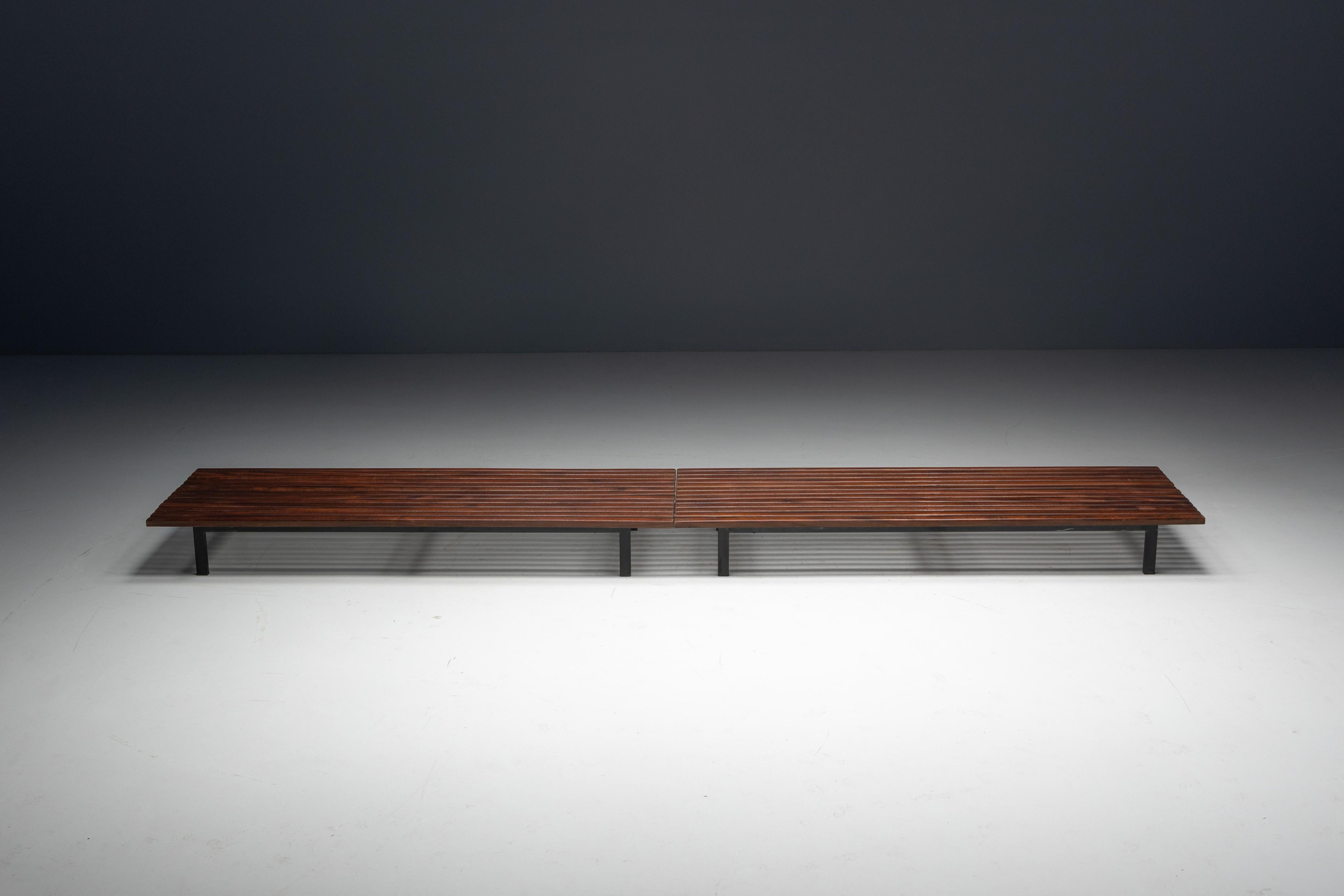 Low Bench by Charlotte Perriand for Cité Cansado, France, 1958 For Sale 10