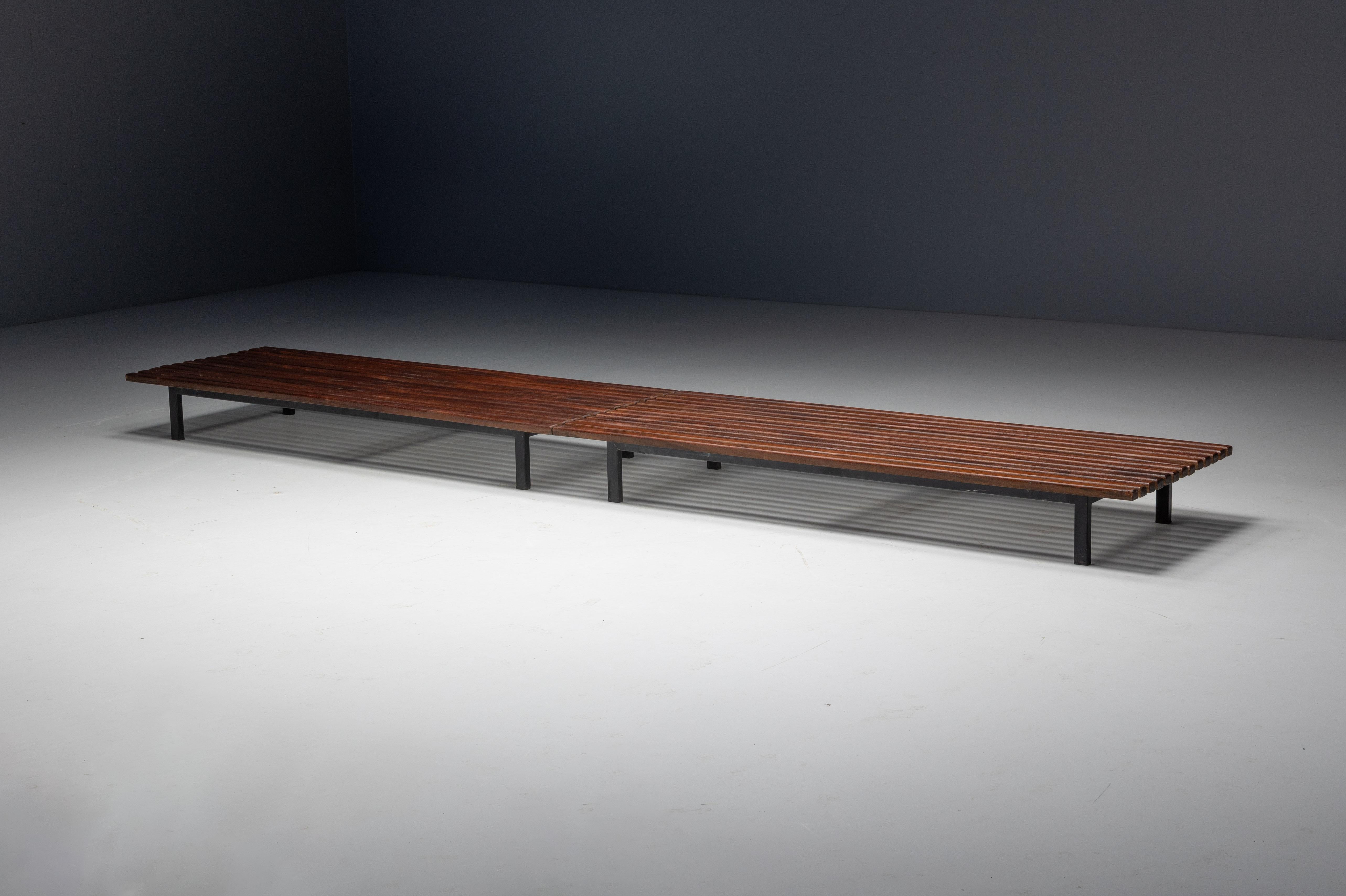 Low Bench by Charlotte Perriand for Cité Cansado, France, 1958 For Sale 11