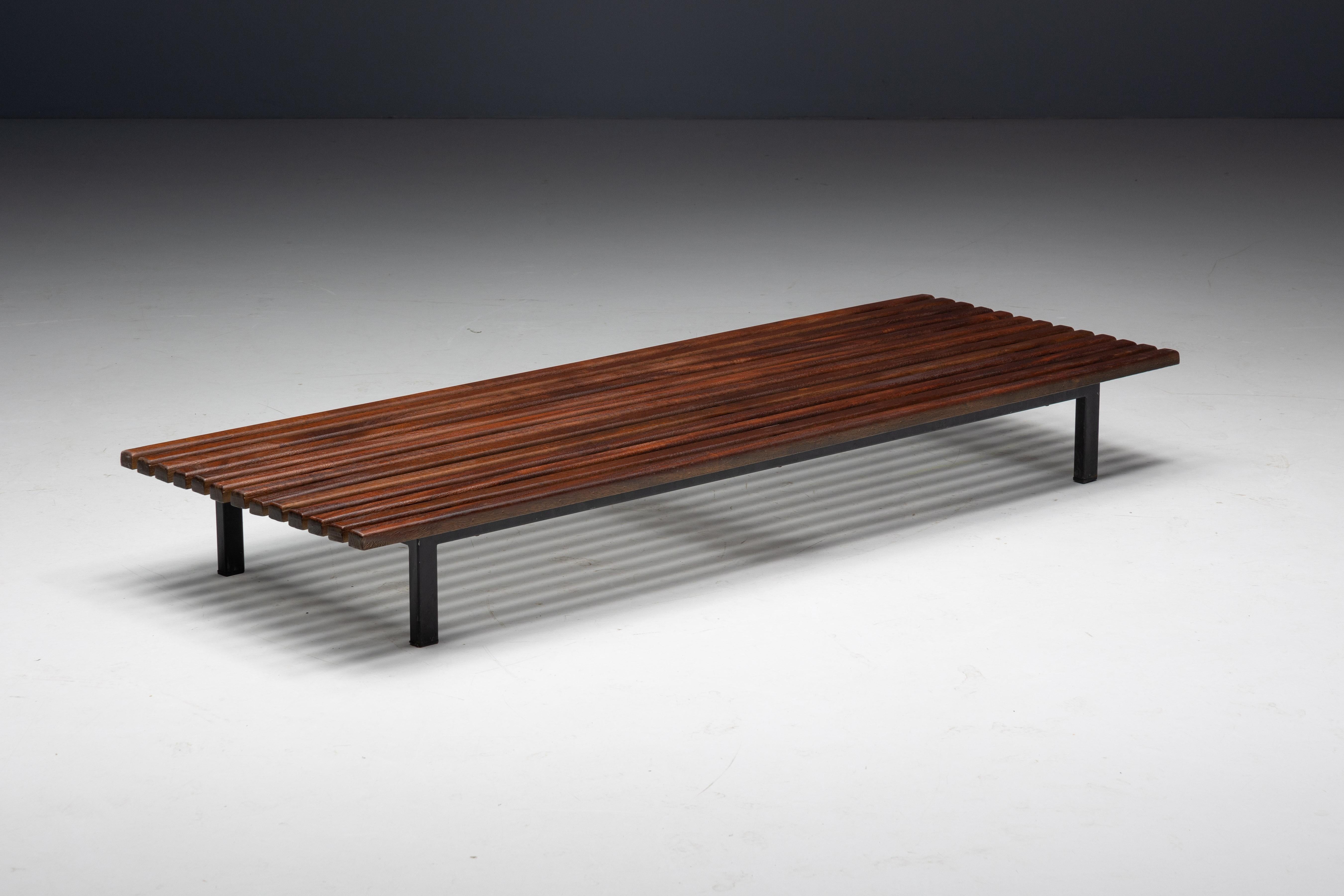 Low Bench by Charlotte Perriand for Cité Cansado, France, 1958 For Sale 12