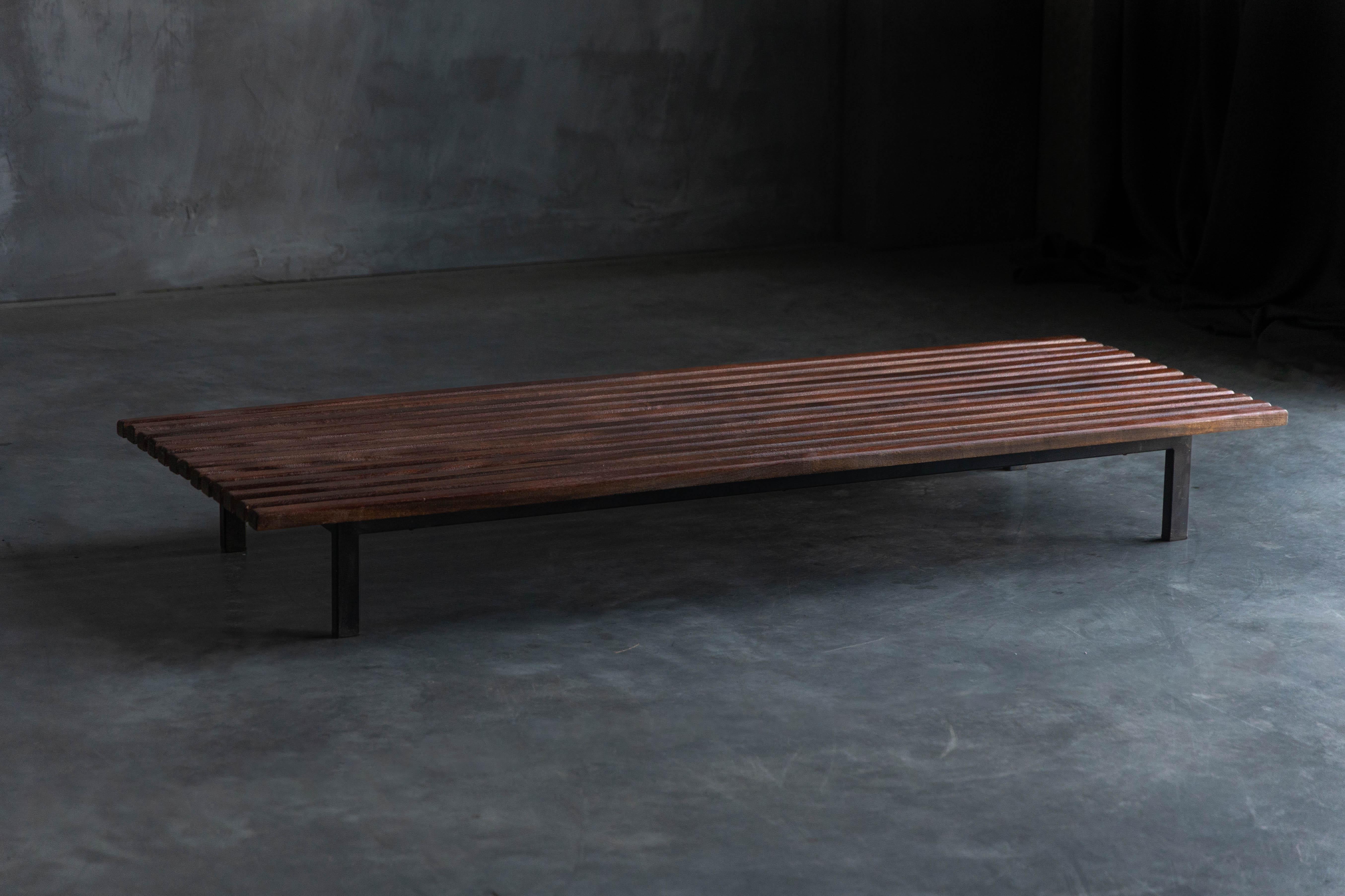 French Low Bench by Charlotte Perriand for Cité Cansado, France, 1958 For Sale