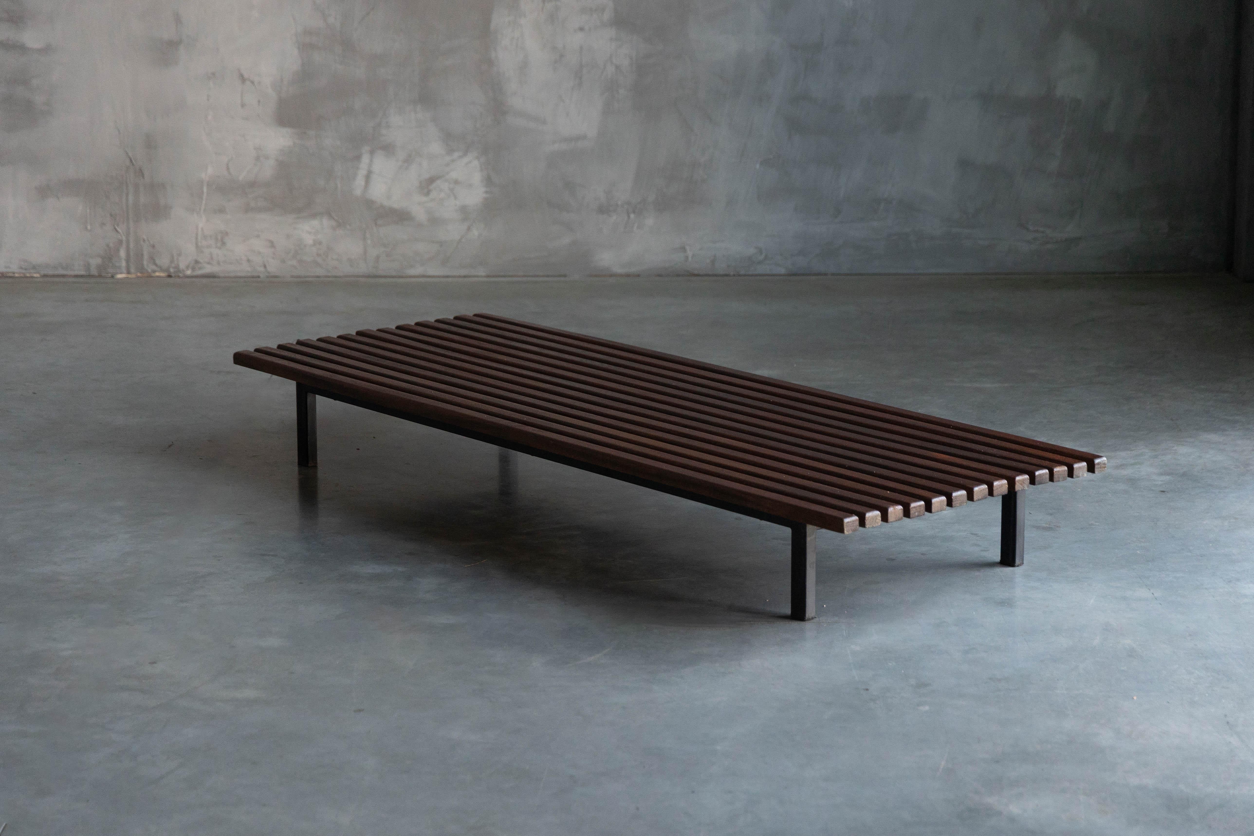 Metal Low Bench by Charlotte Perriand for Cité Cansado, France, 1958 For Sale