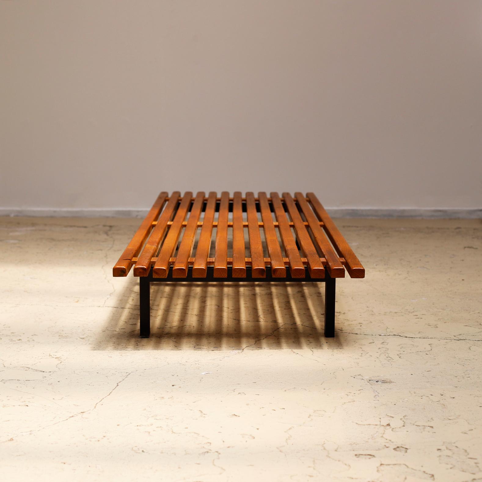 Mid-Century Modern Low Bench from Cité Cansado by Charlotte Perriand