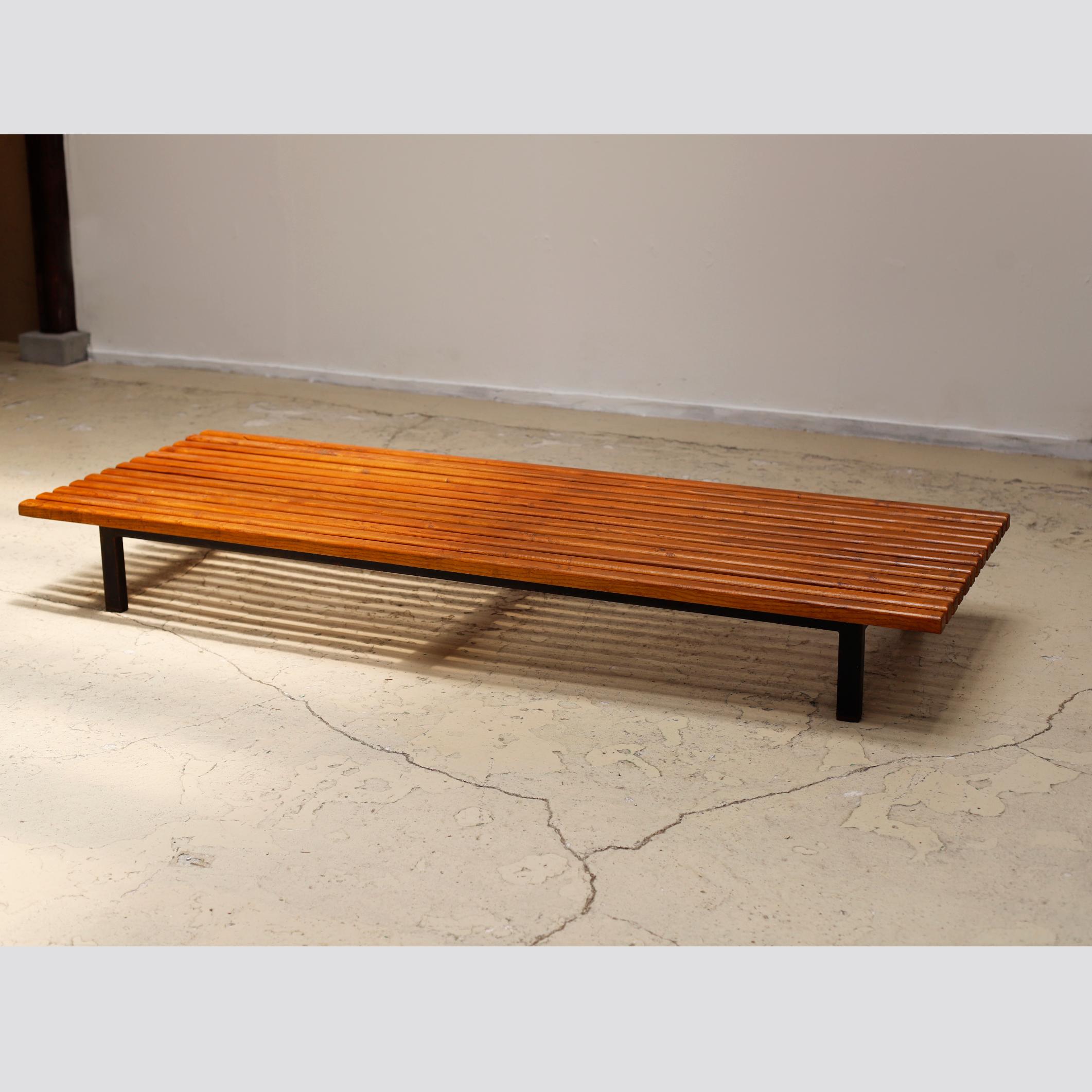French Low Bench from Cité Cansado by Charlotte Perriand