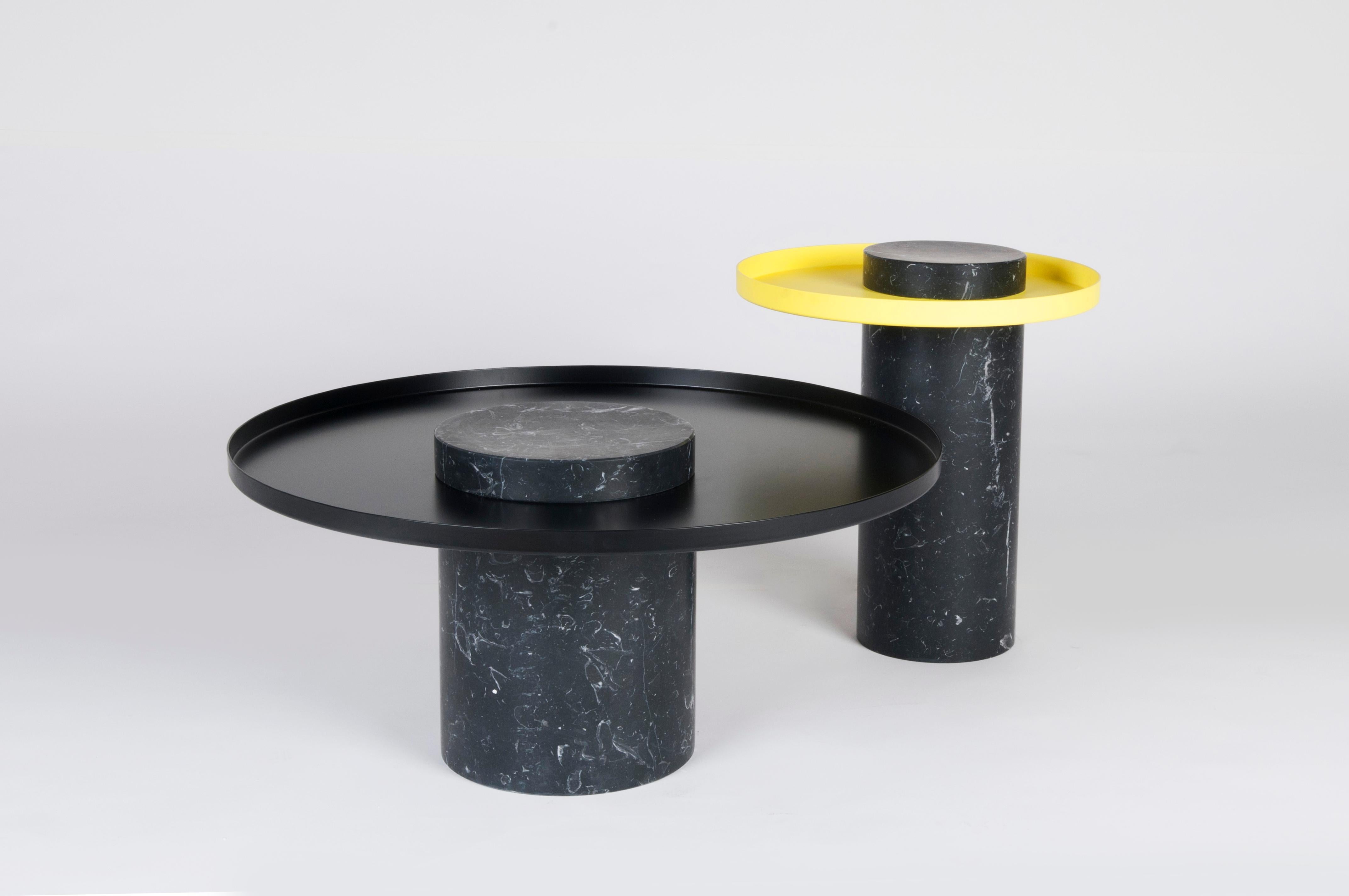 Low Black Marquina Marble Contemporary Guéridon, Sebastian Herkner 2