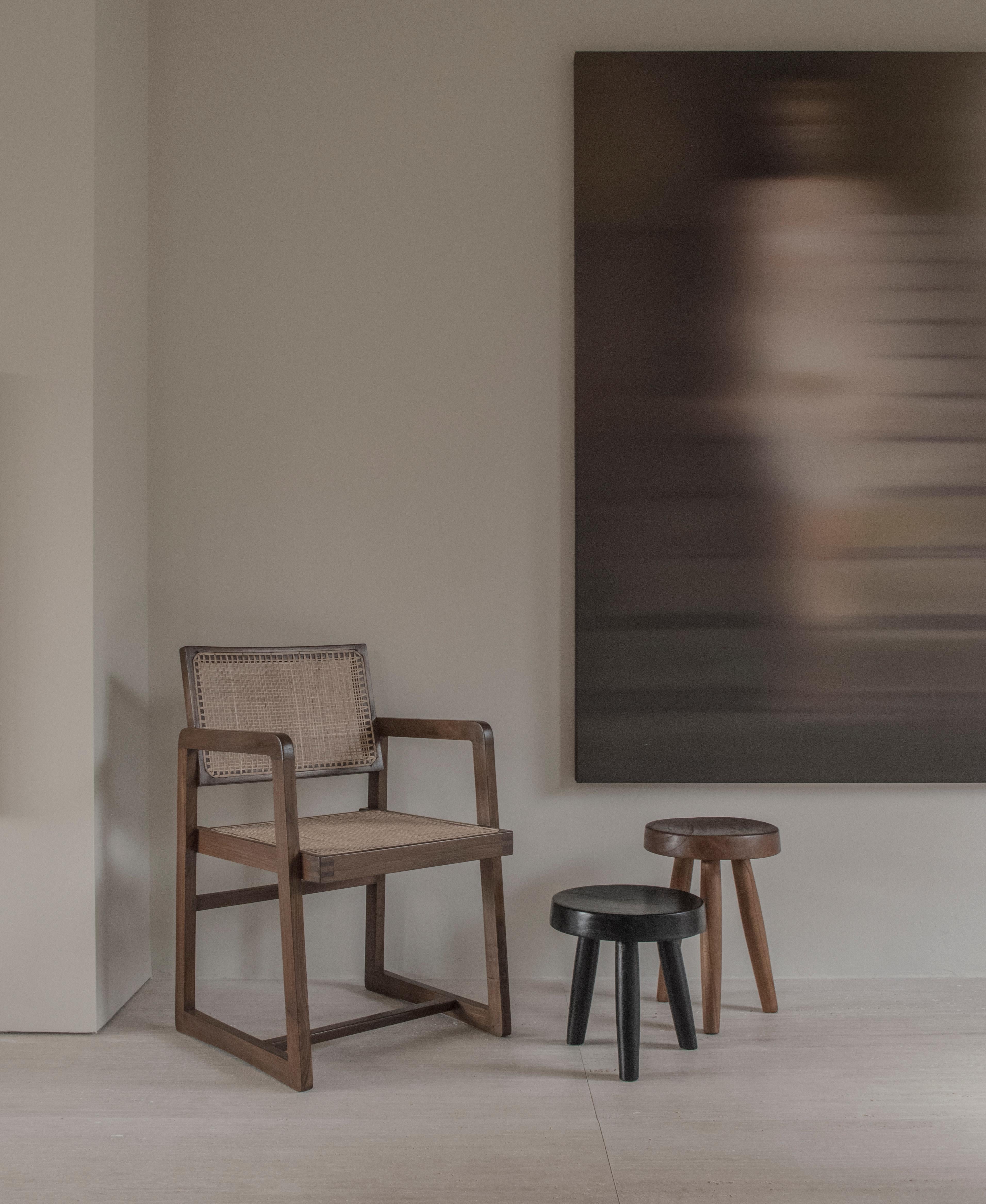 Hand-Crafted Low Black Stained Milk Stools