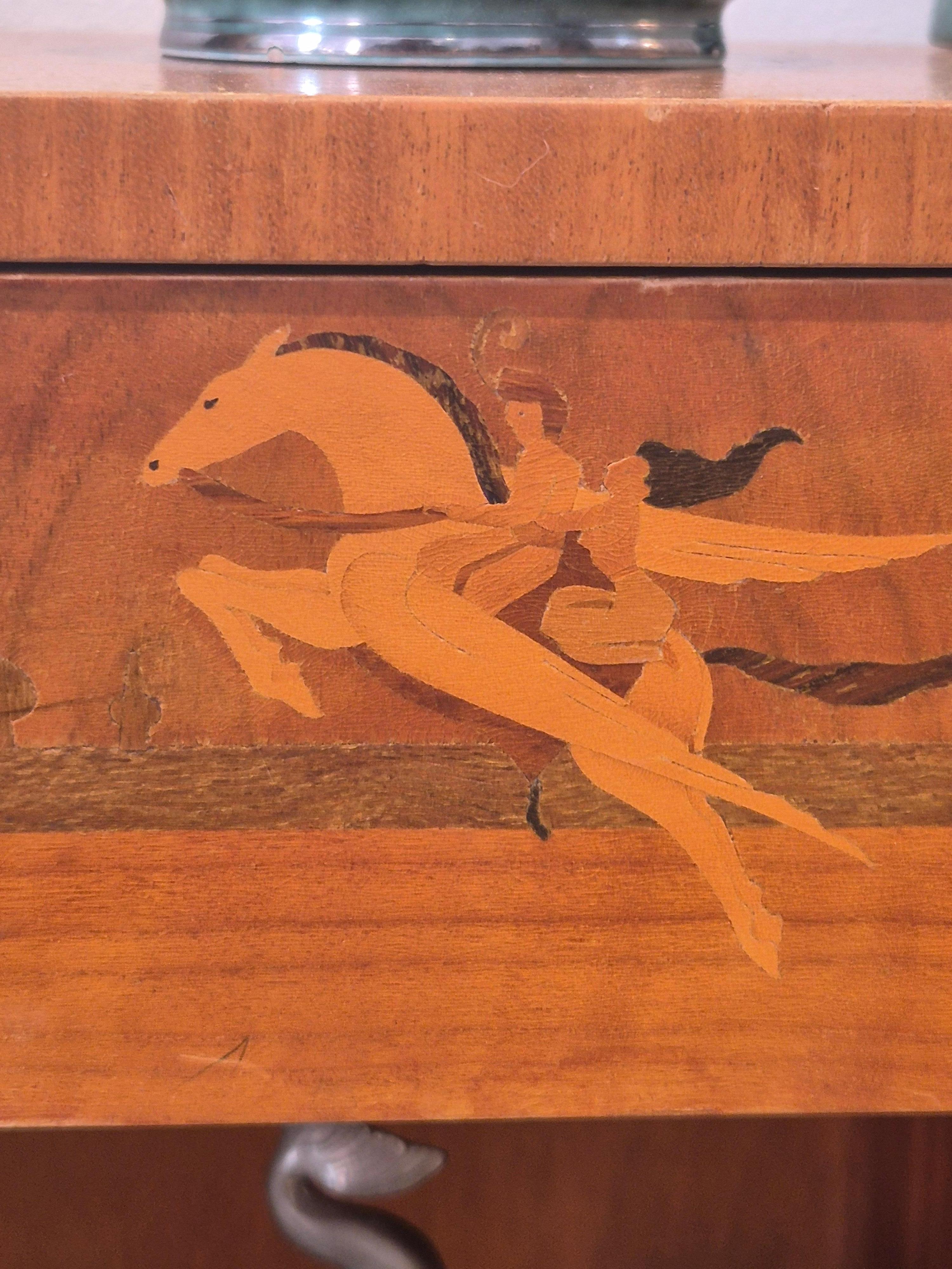 Low bookcase / sideboard with intarsia 