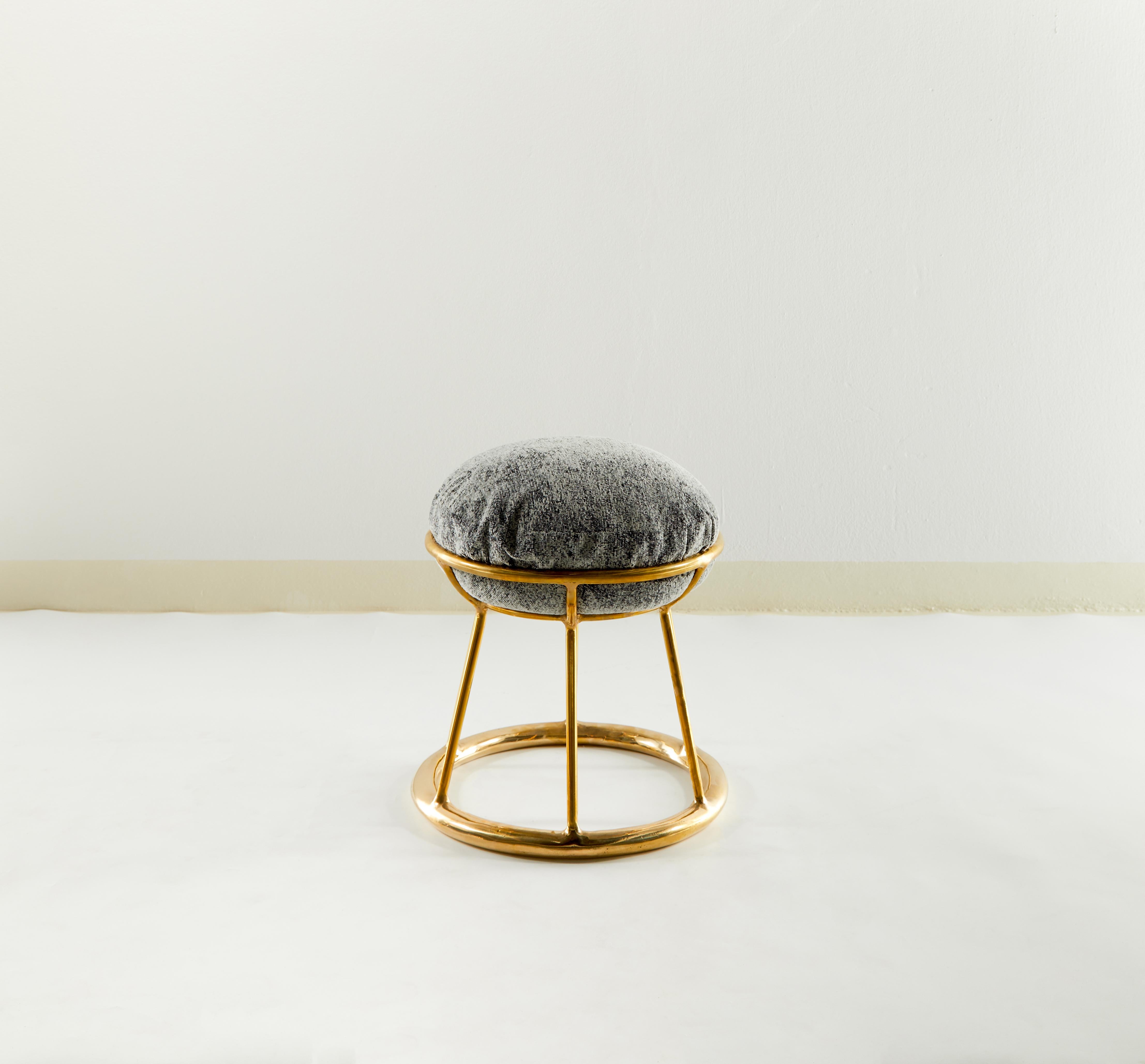 Low Brass Sculpted Stool, Misaya In New Condition In Geneve, CH