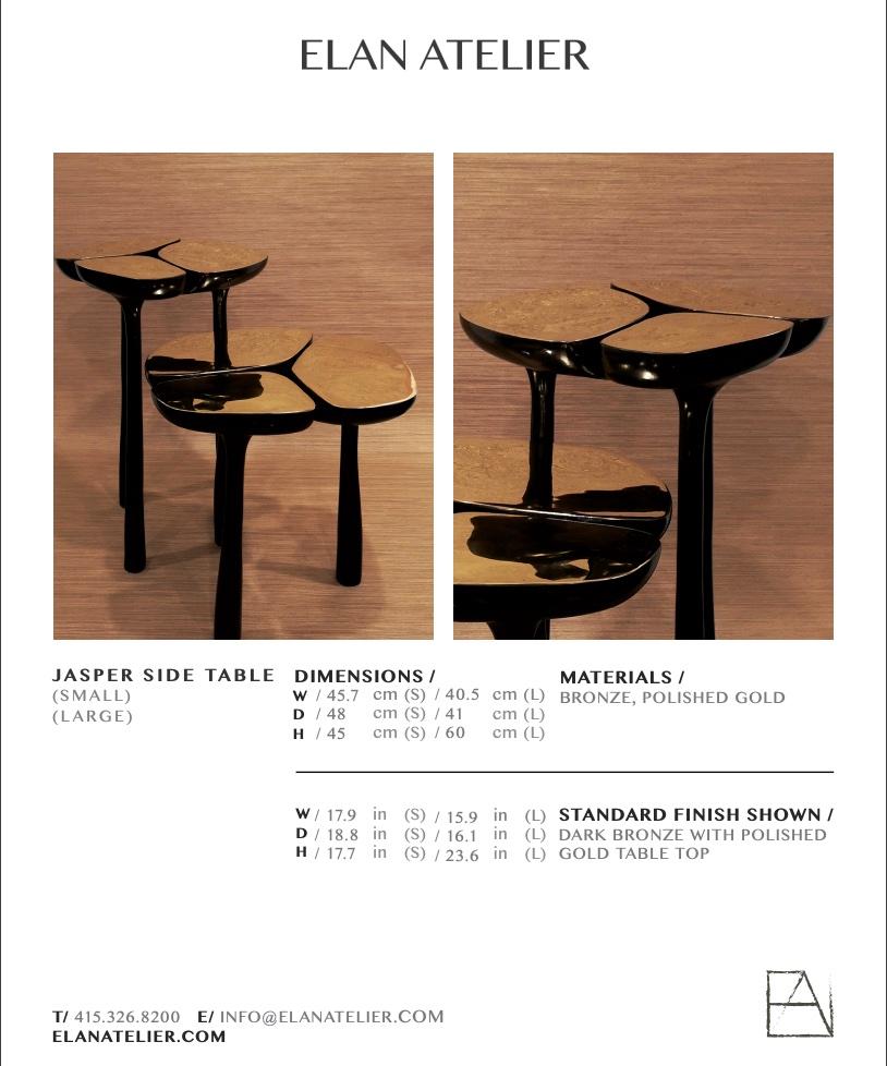 Low Bronze Jasper Side Table in Gold Bronze and Dark Bronze by Elan Atelier For Sale 9