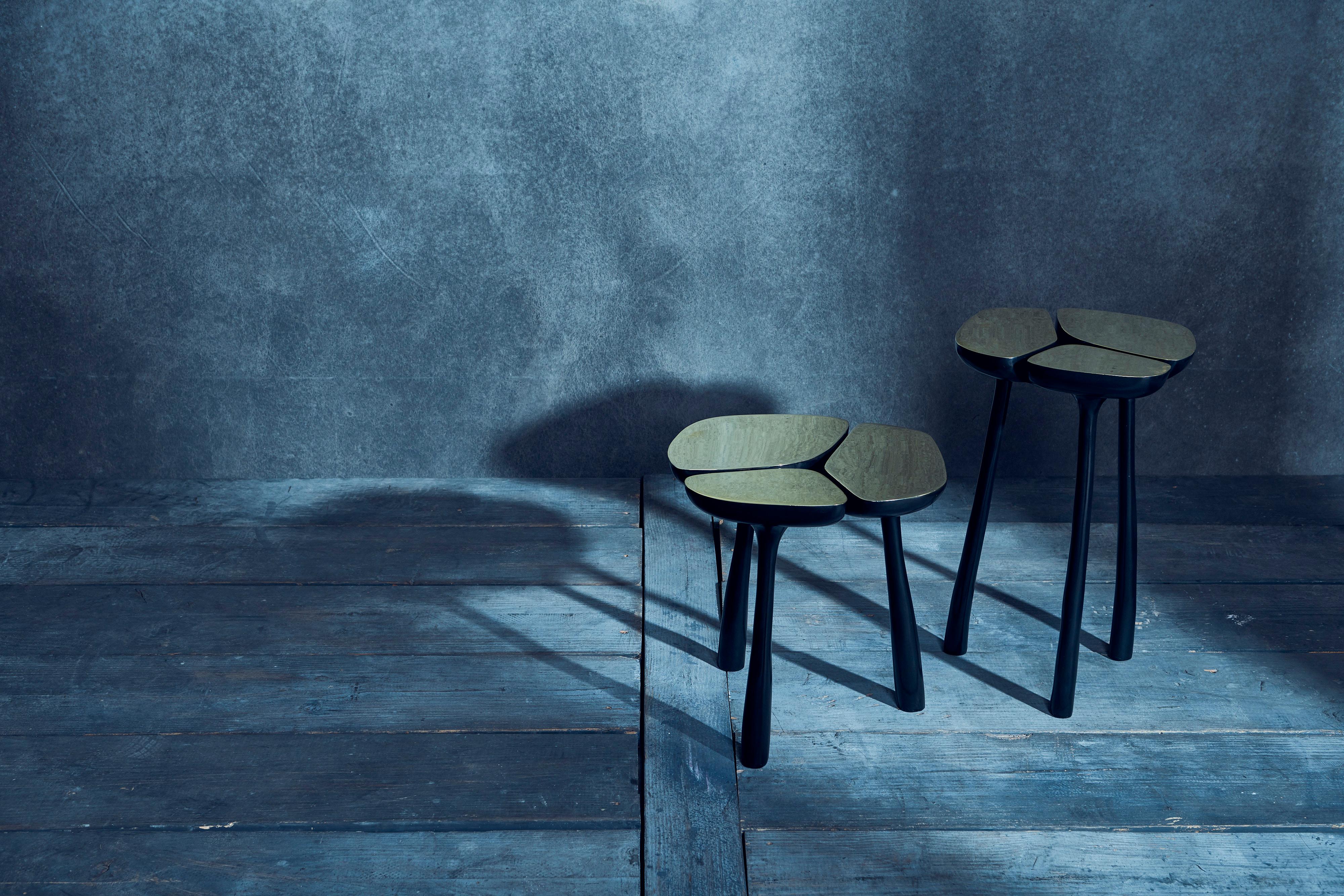 Table d'appoint basse en bronze jaspe en bronze doré et bronze foncé par Elan Atelier Neuf - En vente à New York, NY