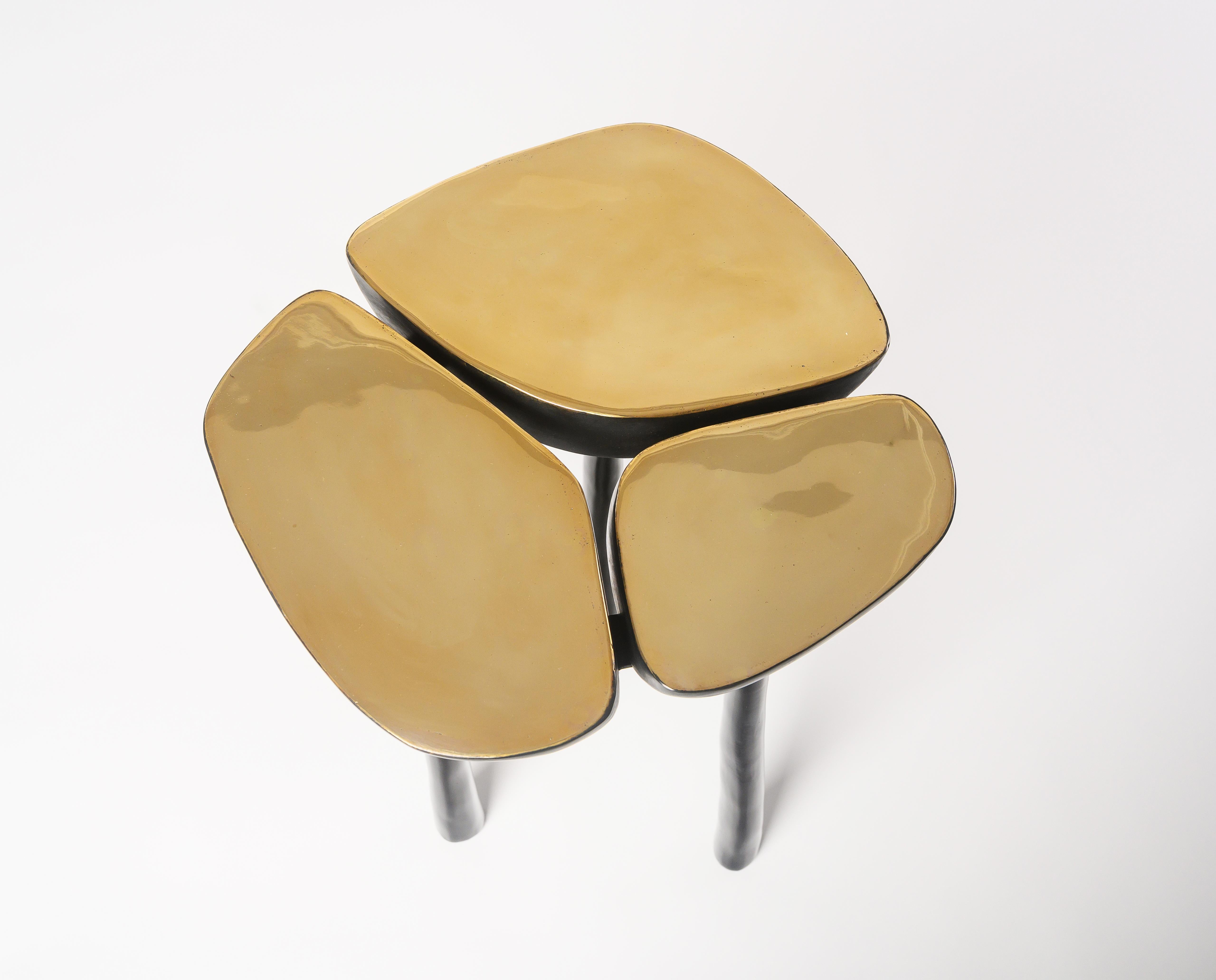 Bronze Table d'appoint basse en bronze jaspe en bronze doré et bronze foncé par Elan Atelier en vente