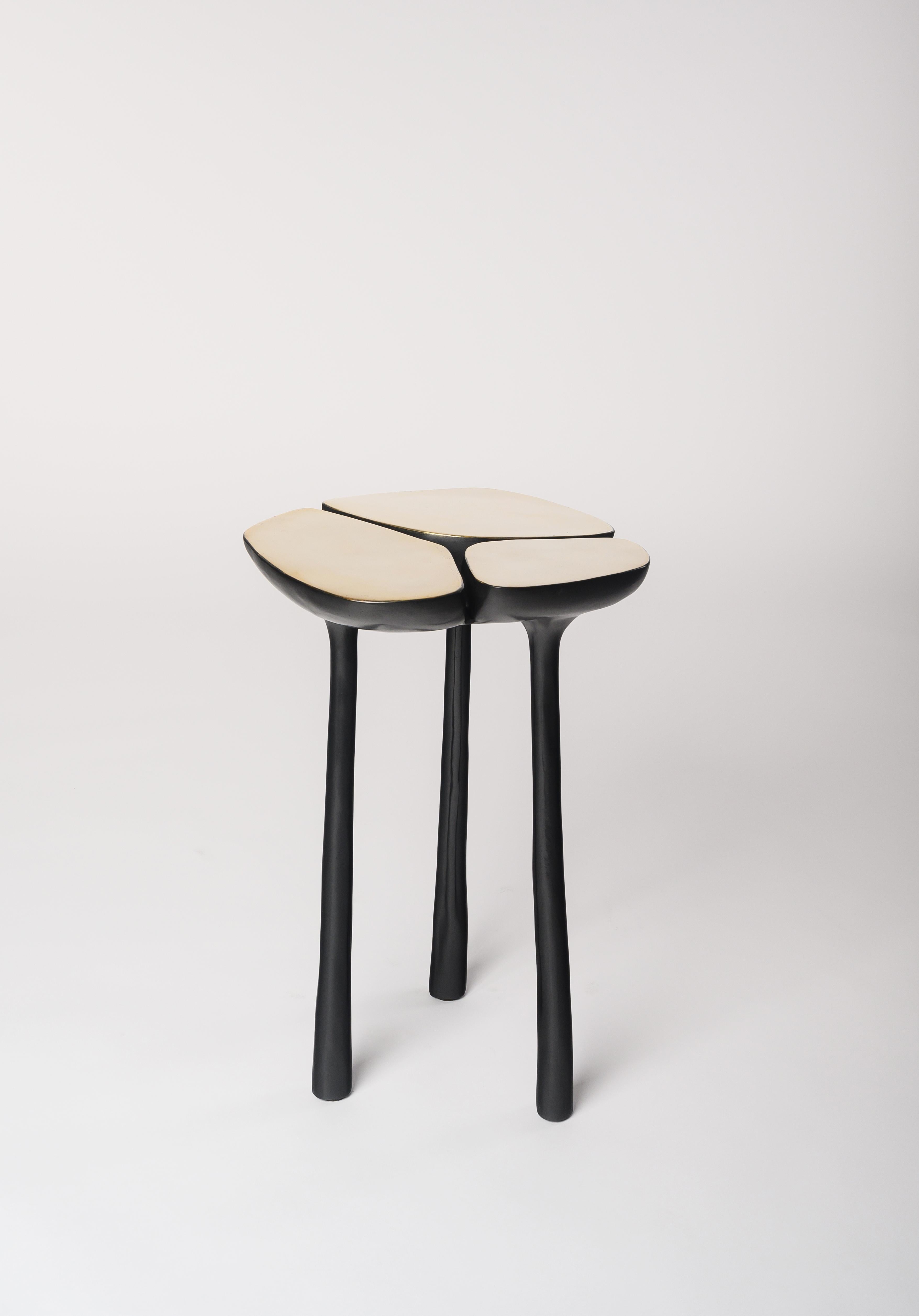 Table d'appoint basse en bronze jaspe en bronze doré et bronze foncé par Elan Atelier en vente 1