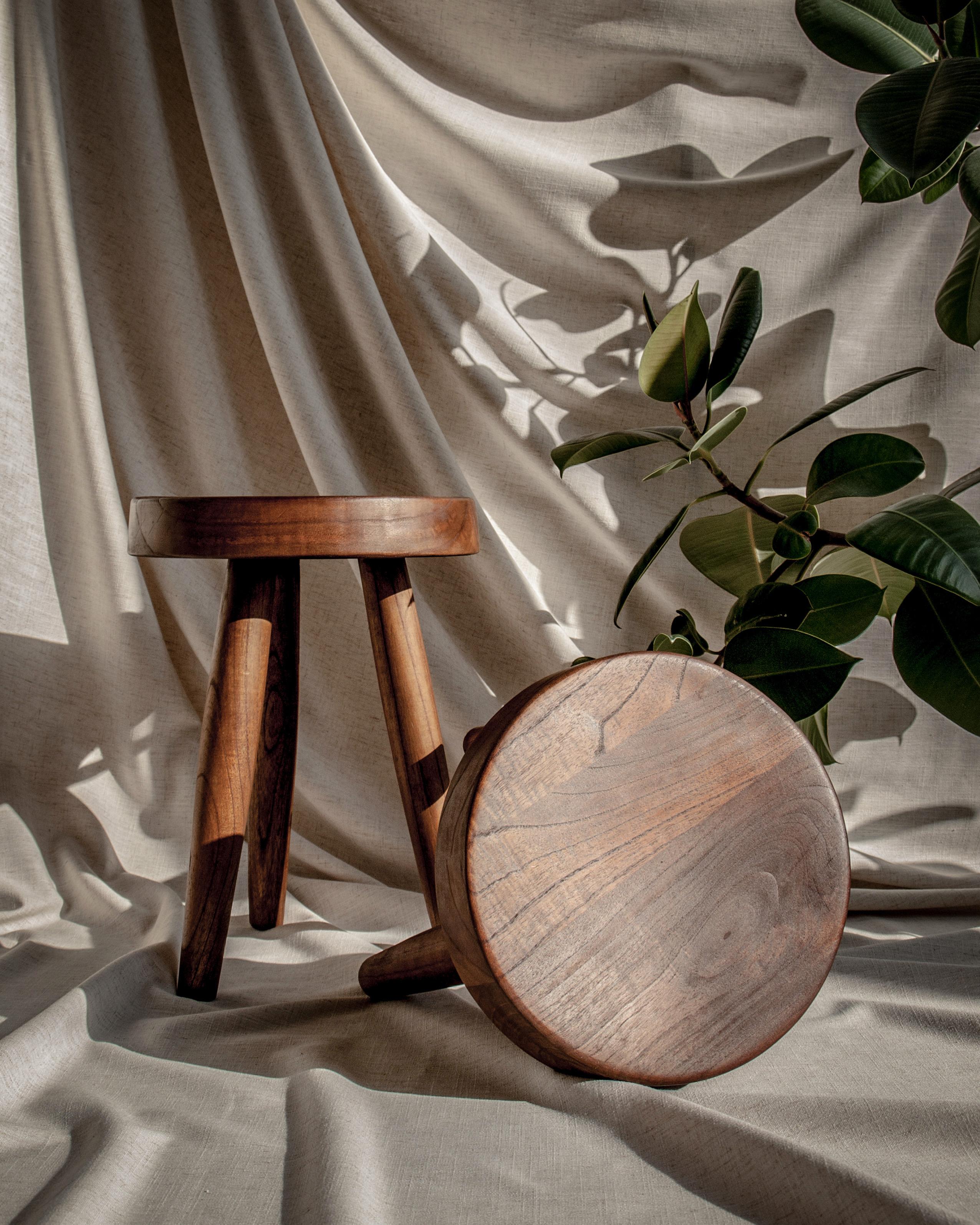 low wooden stools