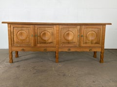 Low Brutalist Oak Sideboard, Henning Kjærnulf, Denmark, 1960s