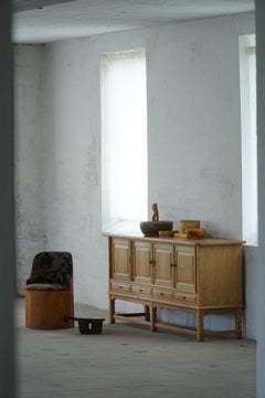 Low Brutalist Sideboard in Oak, Danish Mid Century, Henning Kjærnulf, 1960s