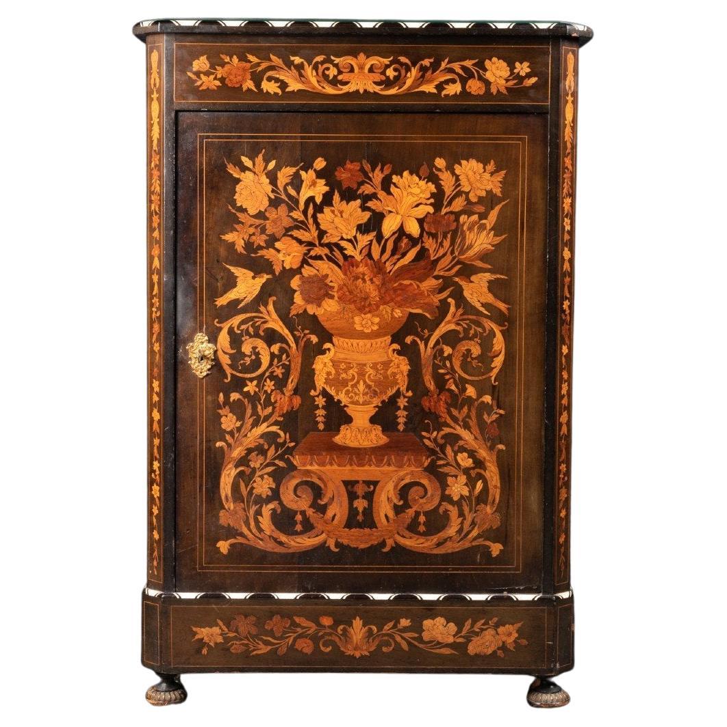 Low cabinet in marquetry and bone inlay, Napoleon III period. For Sale