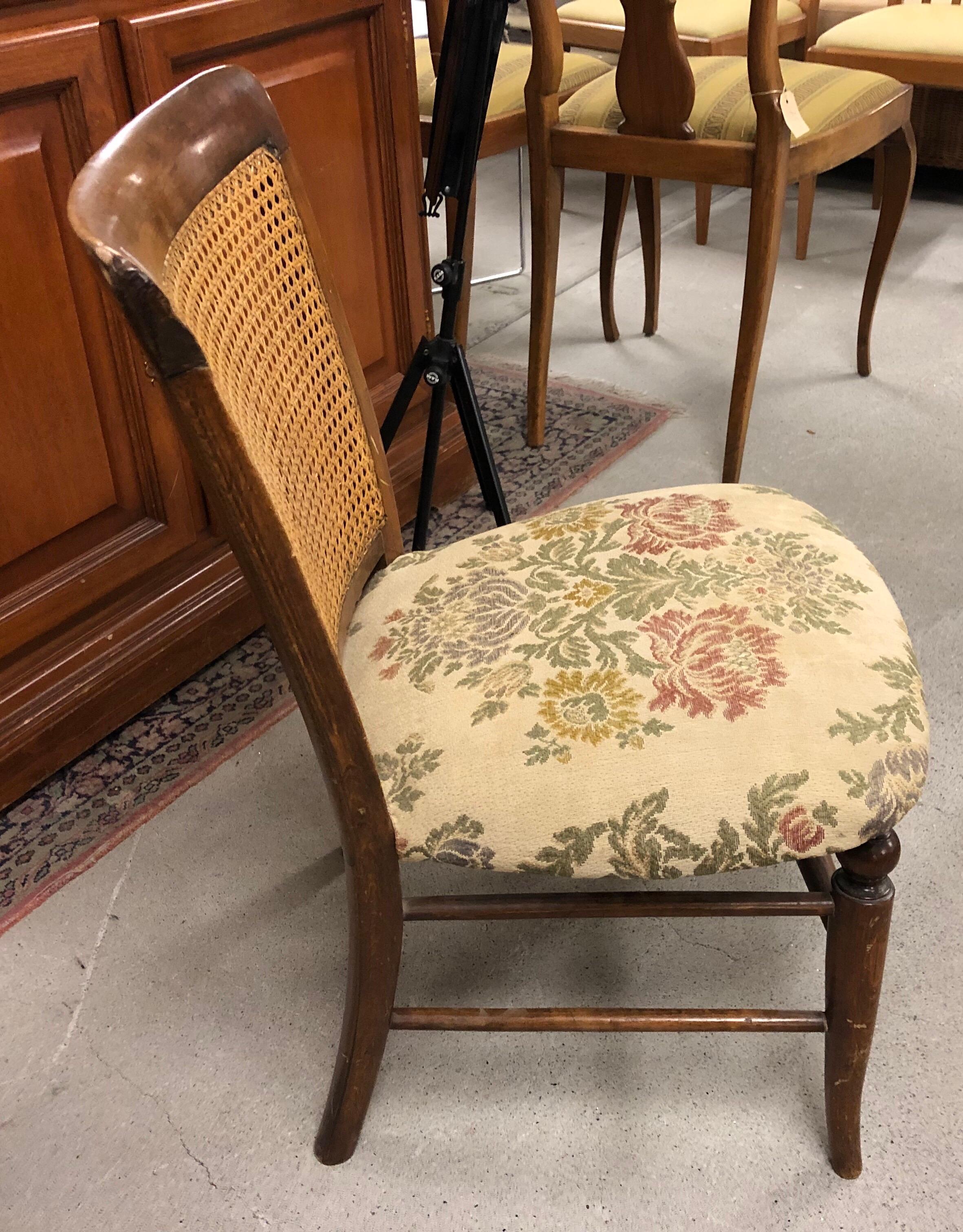 Mid-Century Modern Low Cane Small Wood Chair, France