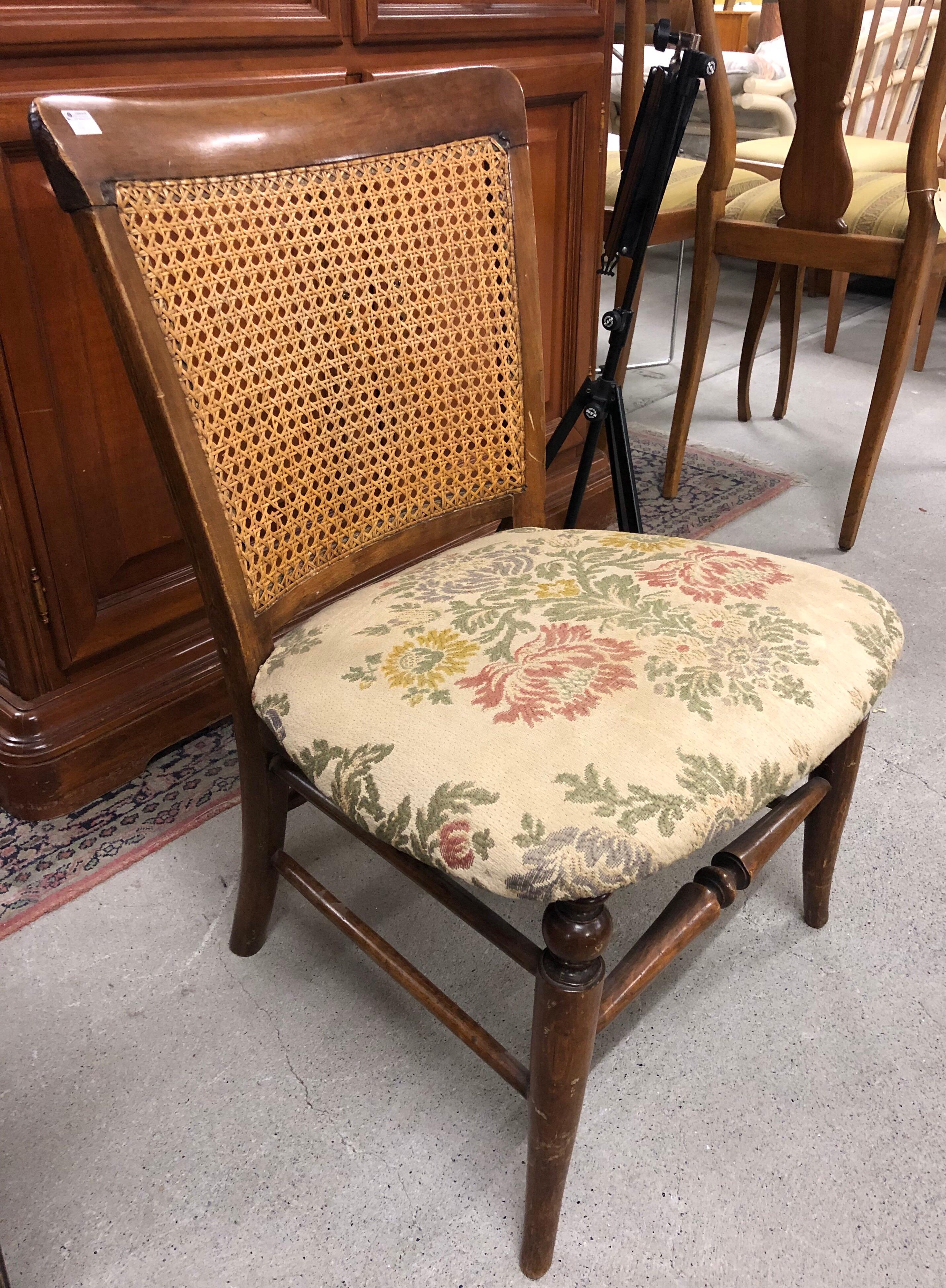 French Low Cane Small Wood Chair, France