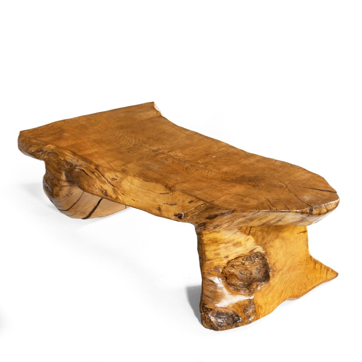 Low Carved Elm Coffee Table by Maxie Lane In Good Condition In Lymington, Hampshire