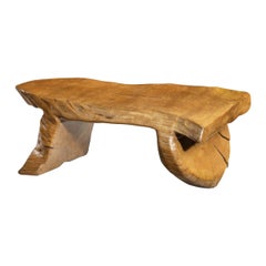 Vintage Low Carved Elm Coffee Table by Maxie Lane