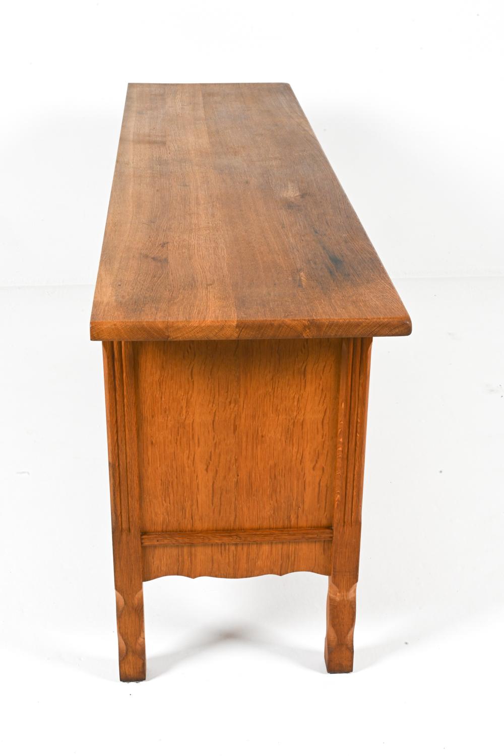 Low Carved Oak Sideboard By Henning Kjaernulf, Denmark 1960's 7