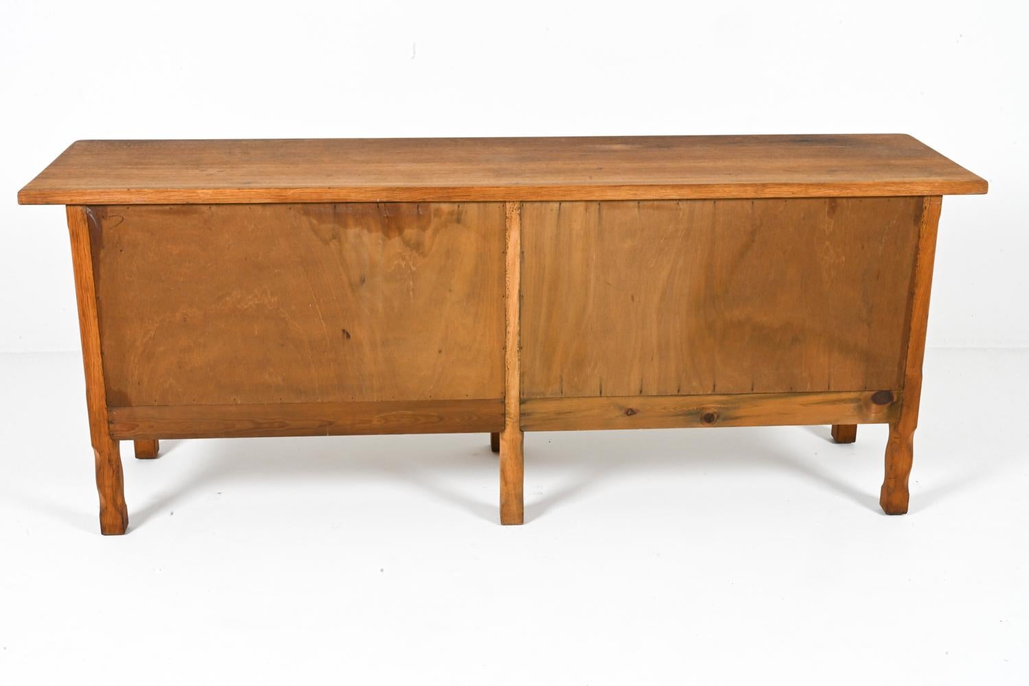 Low Carved Oak Sideboard By Henning Kjaernulf, Denmark 1960's For Sale 9