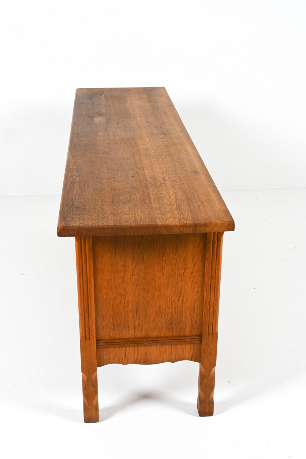 Low Carved Oak Sideboard By Henning Kjaernulf, Denmark 1960's 9