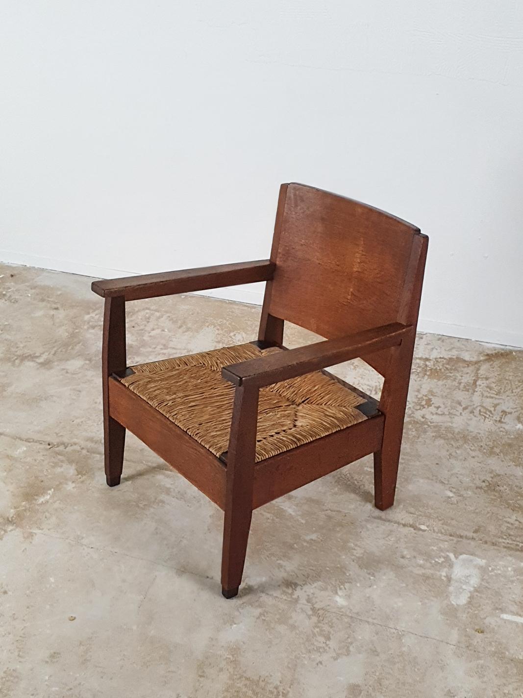 Wicker Low Chair by Frits Spanjaard 'Attributed'
