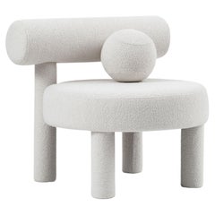 Contemporary Low Chair 'GROPIUS CS1' by NOOM, Barnum Bouclé, White