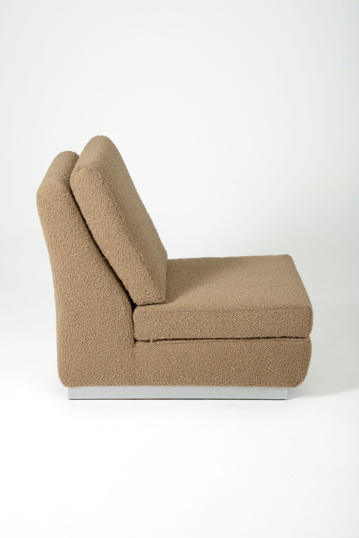 Fabric Low Chair Jacques Charpentier, 1970s For Sale