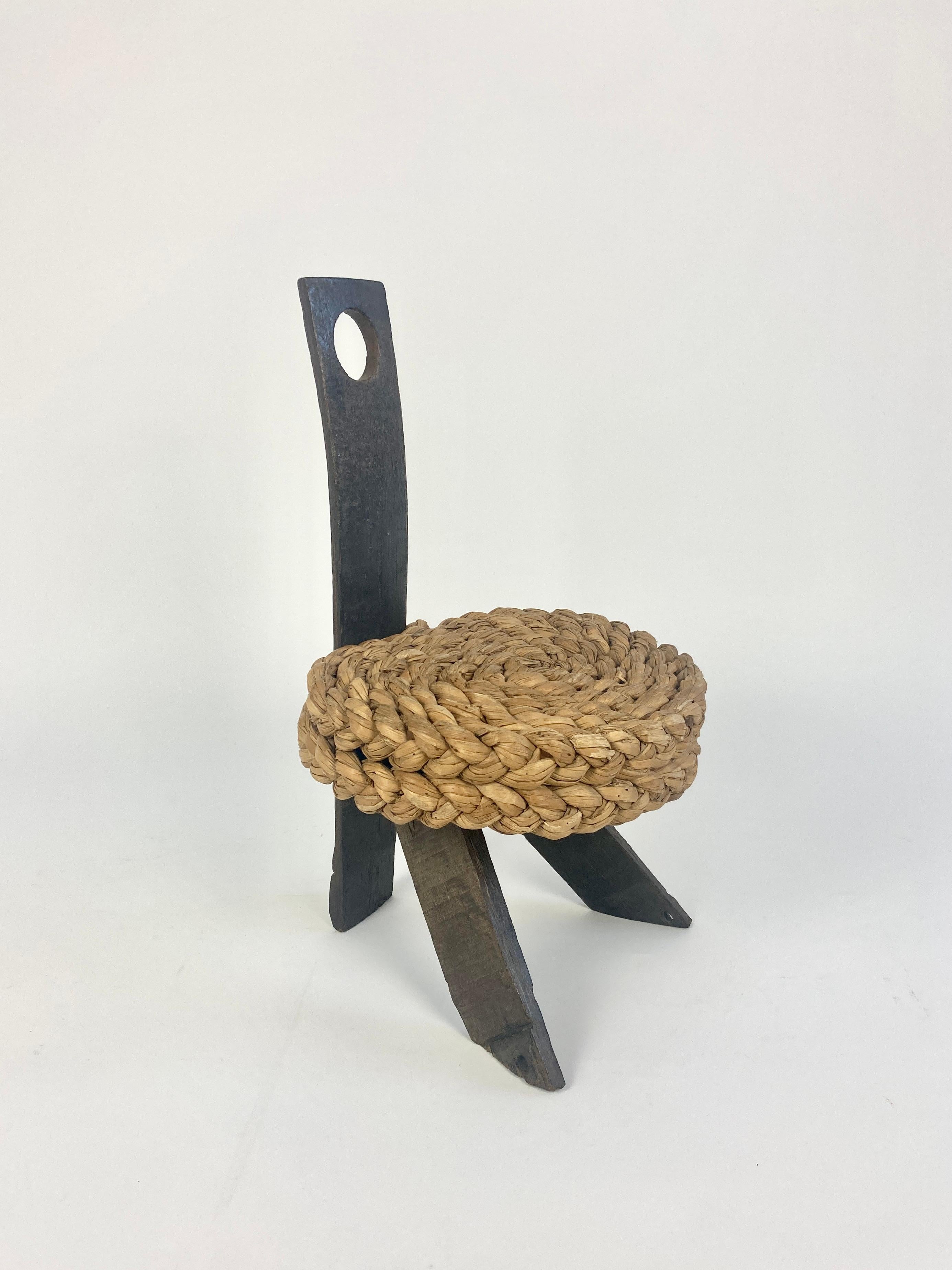 Low Stool by Adrien Audoux & Frida Minet, France, 1950s In Good Condition In Bristol, GB