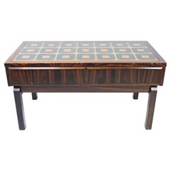 Retro Low Chest in Rosewood and Tiles, of Danish Design from the 1960s