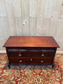 Low Chest of Drawers - English Chippendale Mahogany TV Stand, 19th Century
